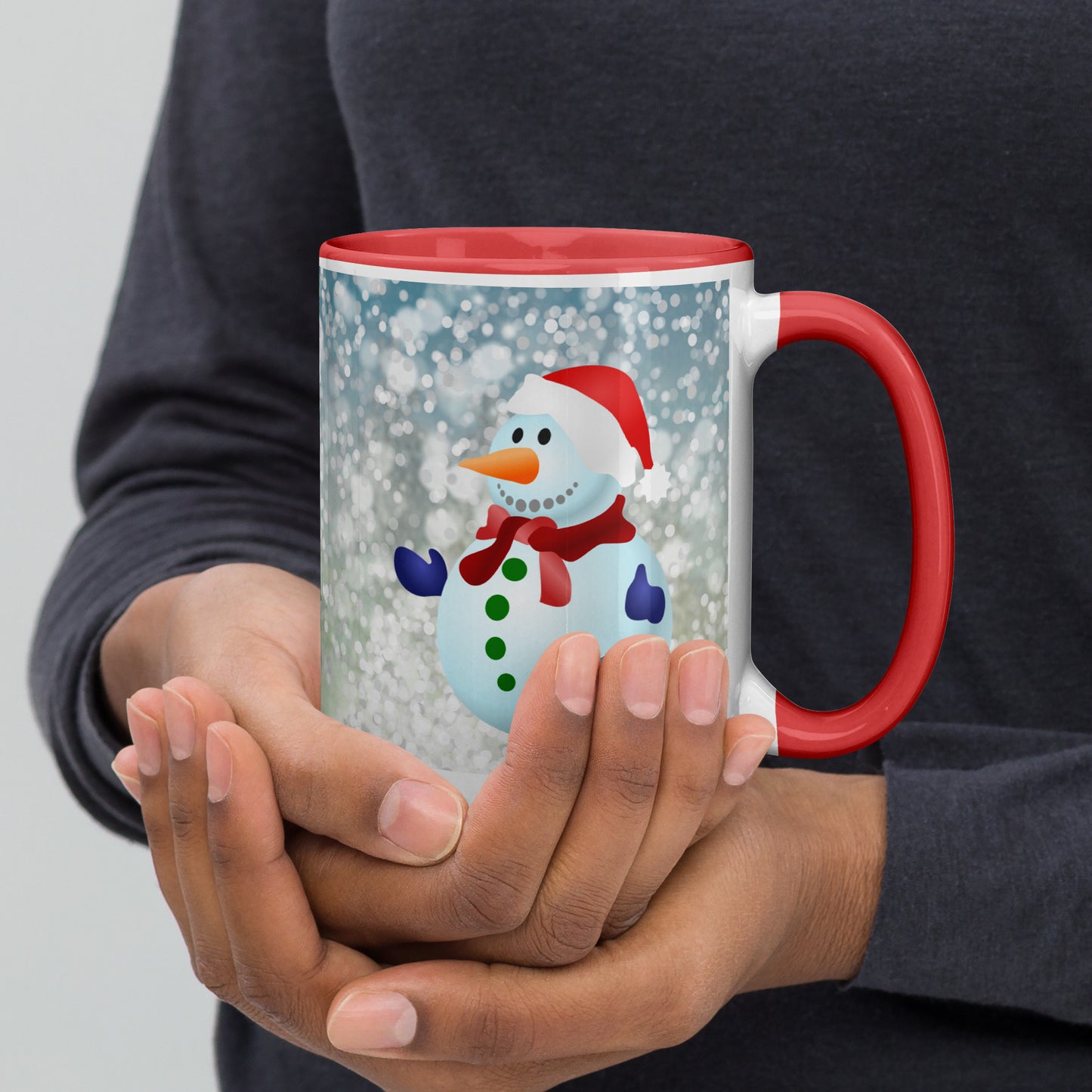 Snow Man Mug With Colour Inside