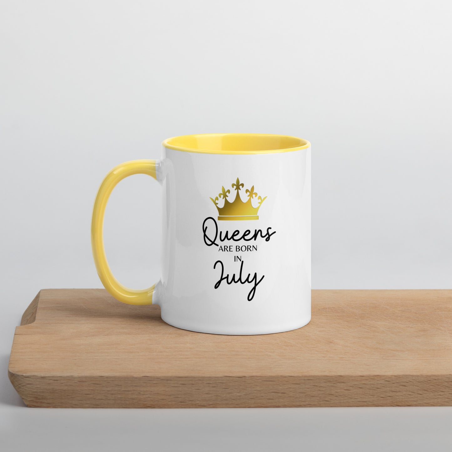 Queens Are Born In July Mug with Color Inside Birthday Gift