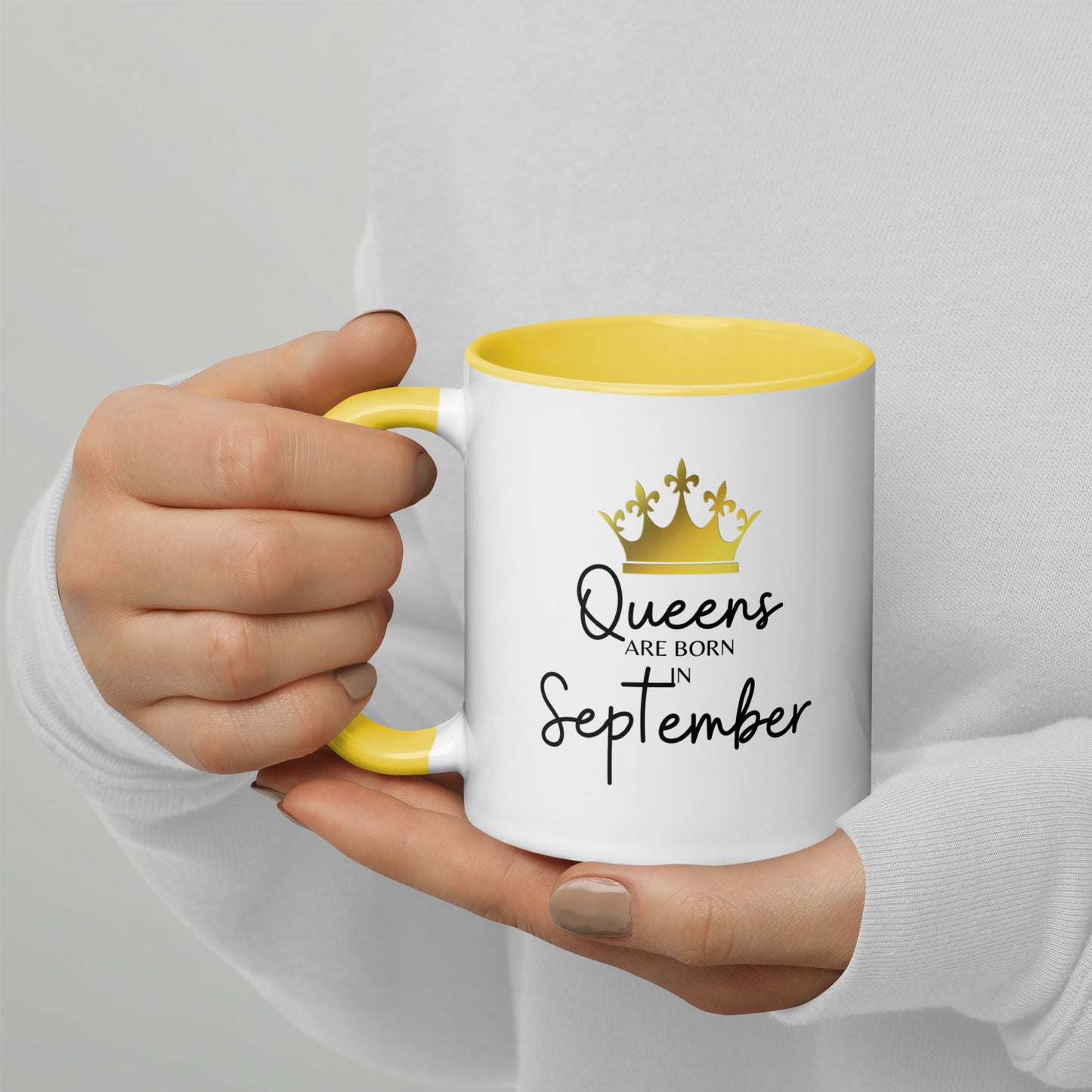 Queens Are Born In September Mug with Color Inside Birthday Gift