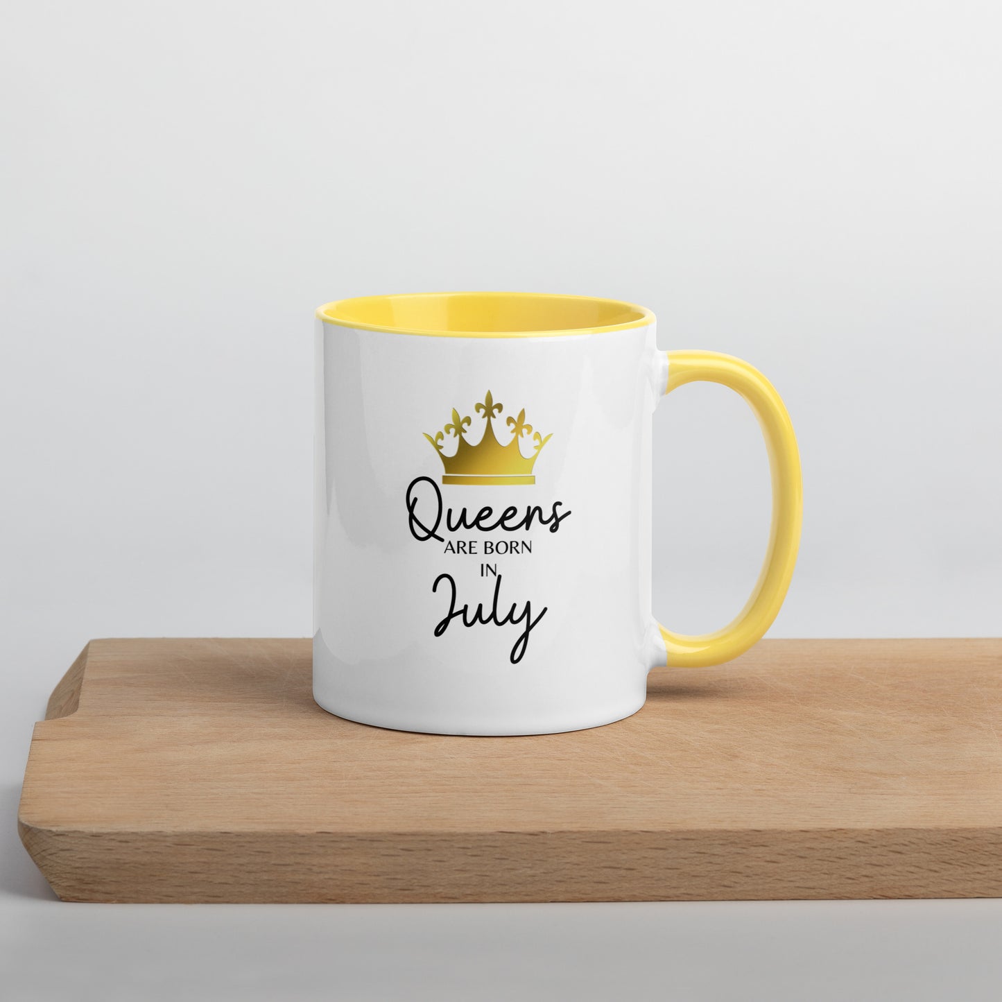 Queens Are Born In July Mug with Color Inside Birthday Gift