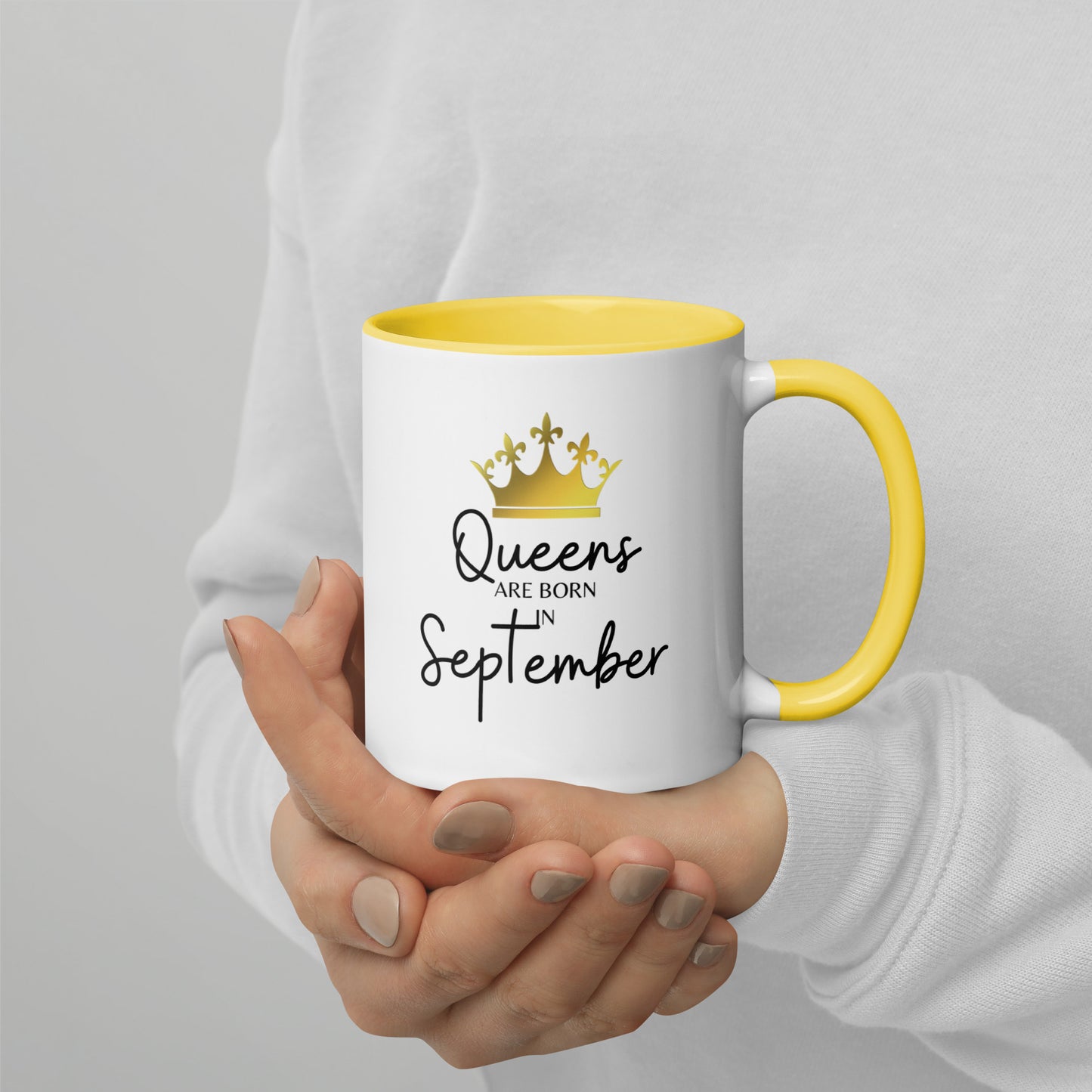 Queens Are Born In September Mug with Color Inside Birthday Gift