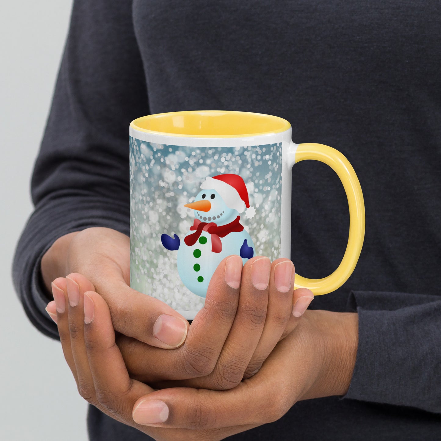 Snow Man Mug With Colour Inside