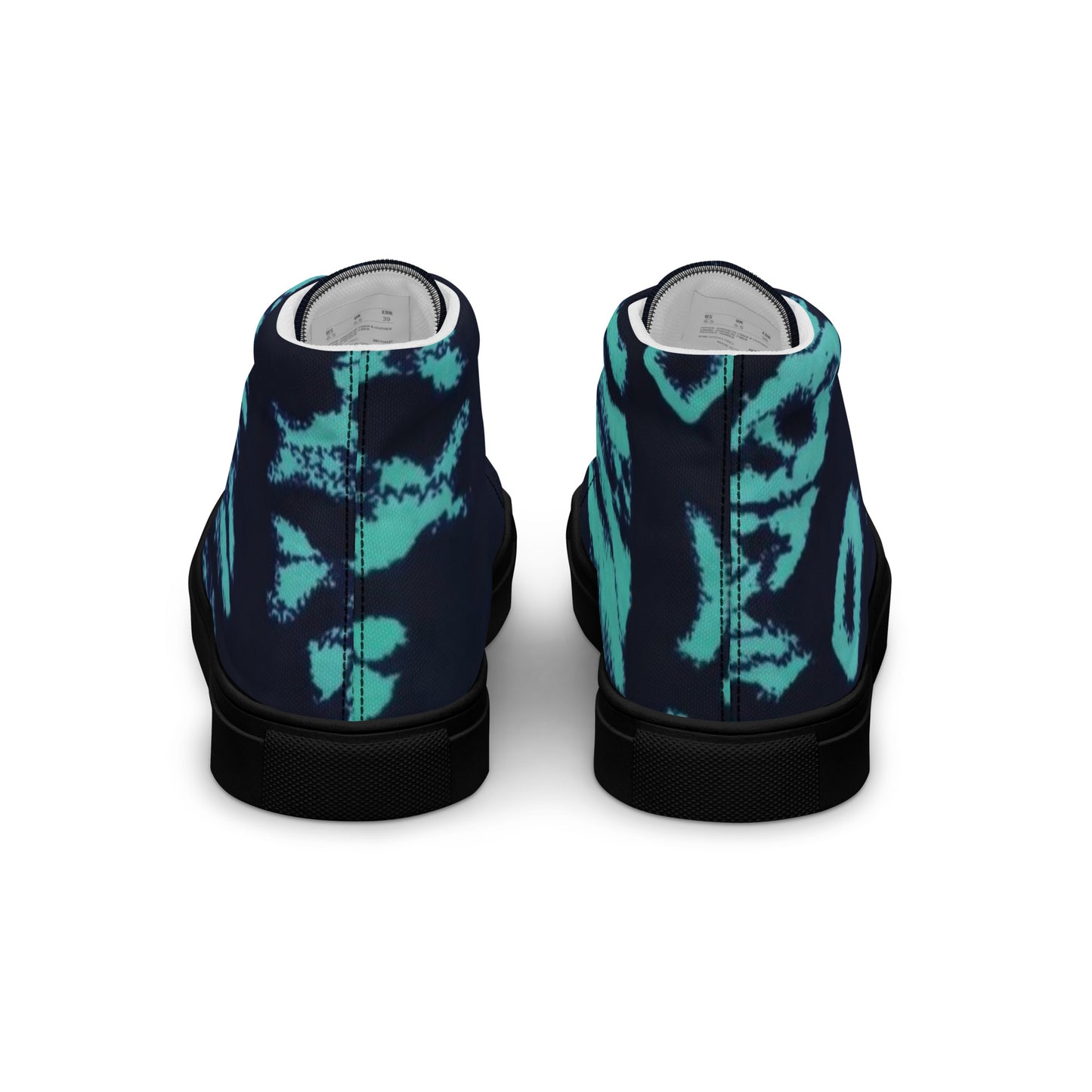 Turquoise Adire Ankara Women’s high top canvas shoes