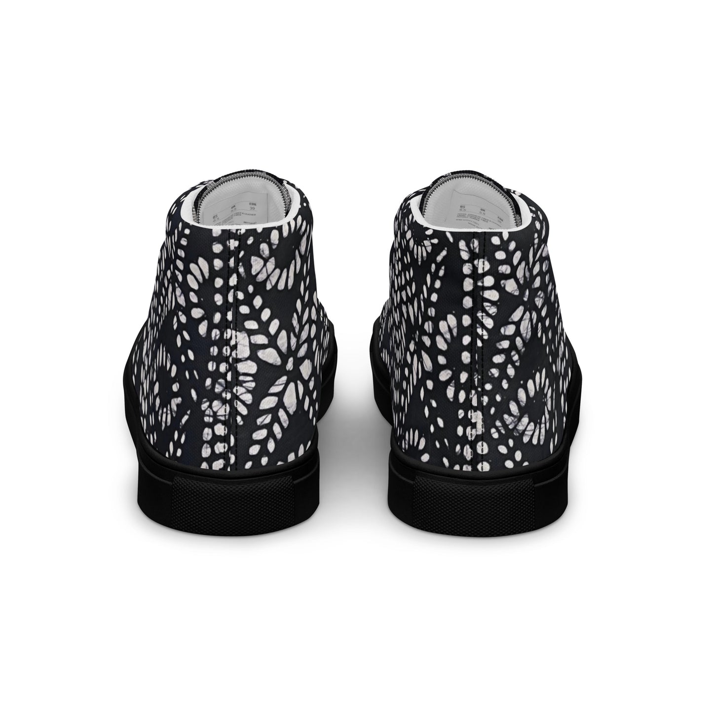 Black & White Abstract Aztec Adire Women’s high top canvas shoes