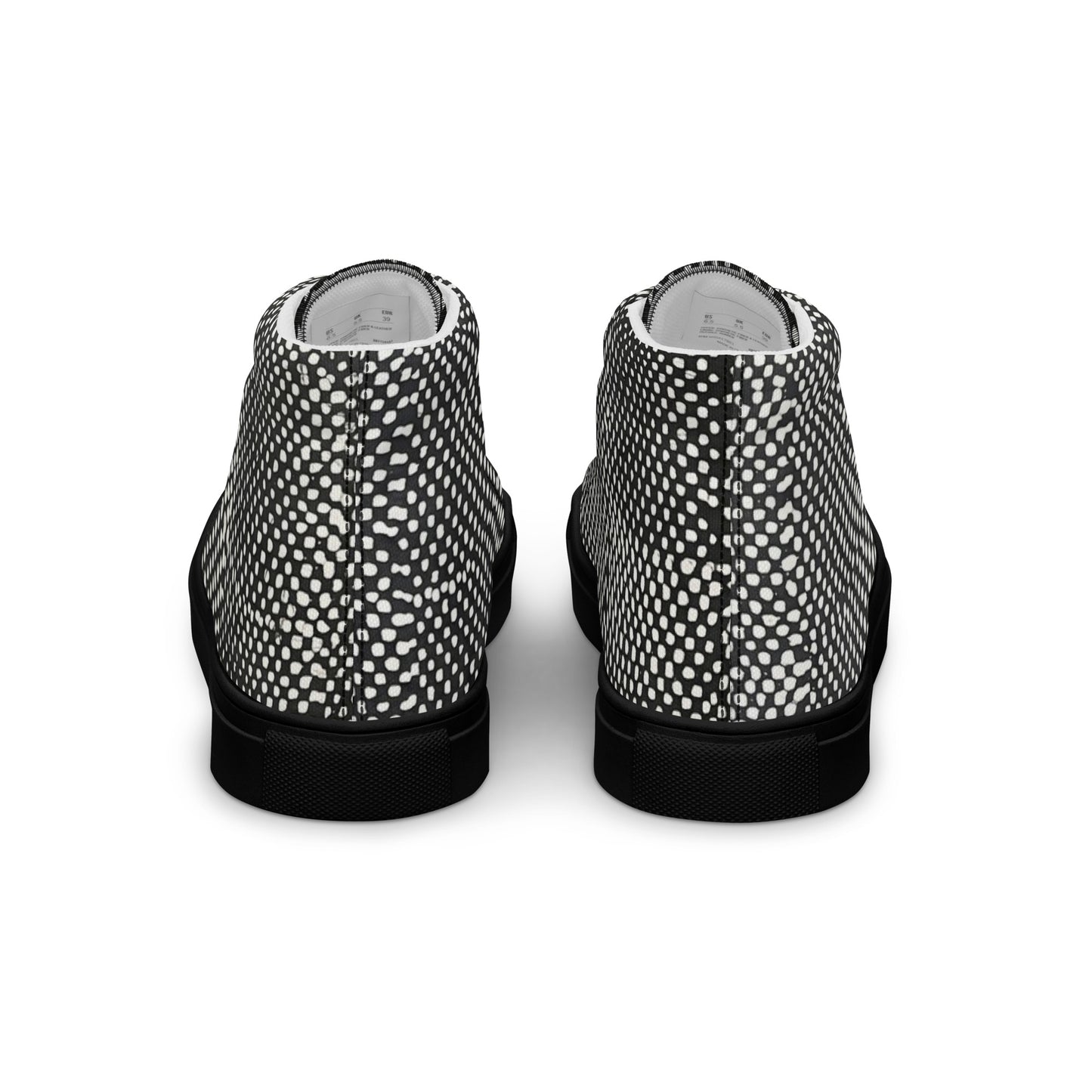 Black White Polka Dots Adire Women’s high top canvas shoes