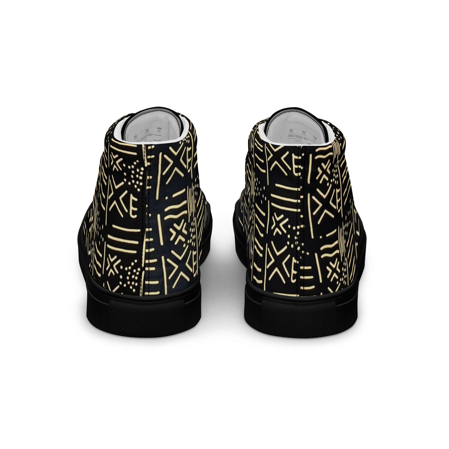 Cream Black African Print Women’s high top canvas shoes