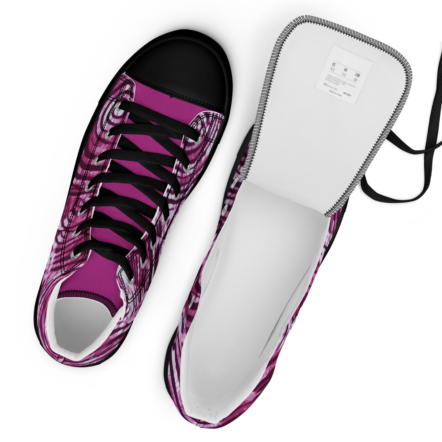 Pink Swirl Adire Women’s high top canvas shoes