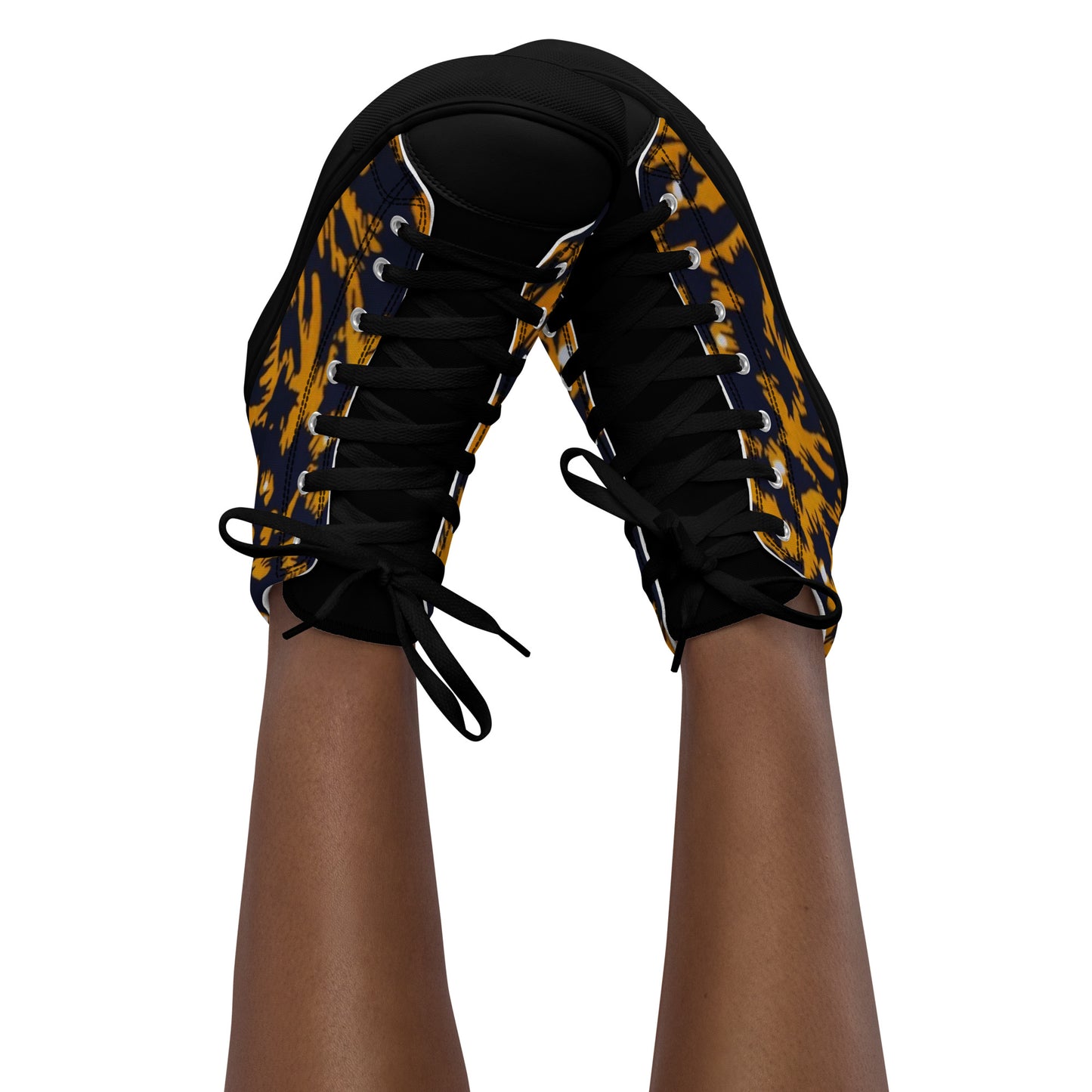 Yellow Leopard Ankara Women’s high top canvas shoes