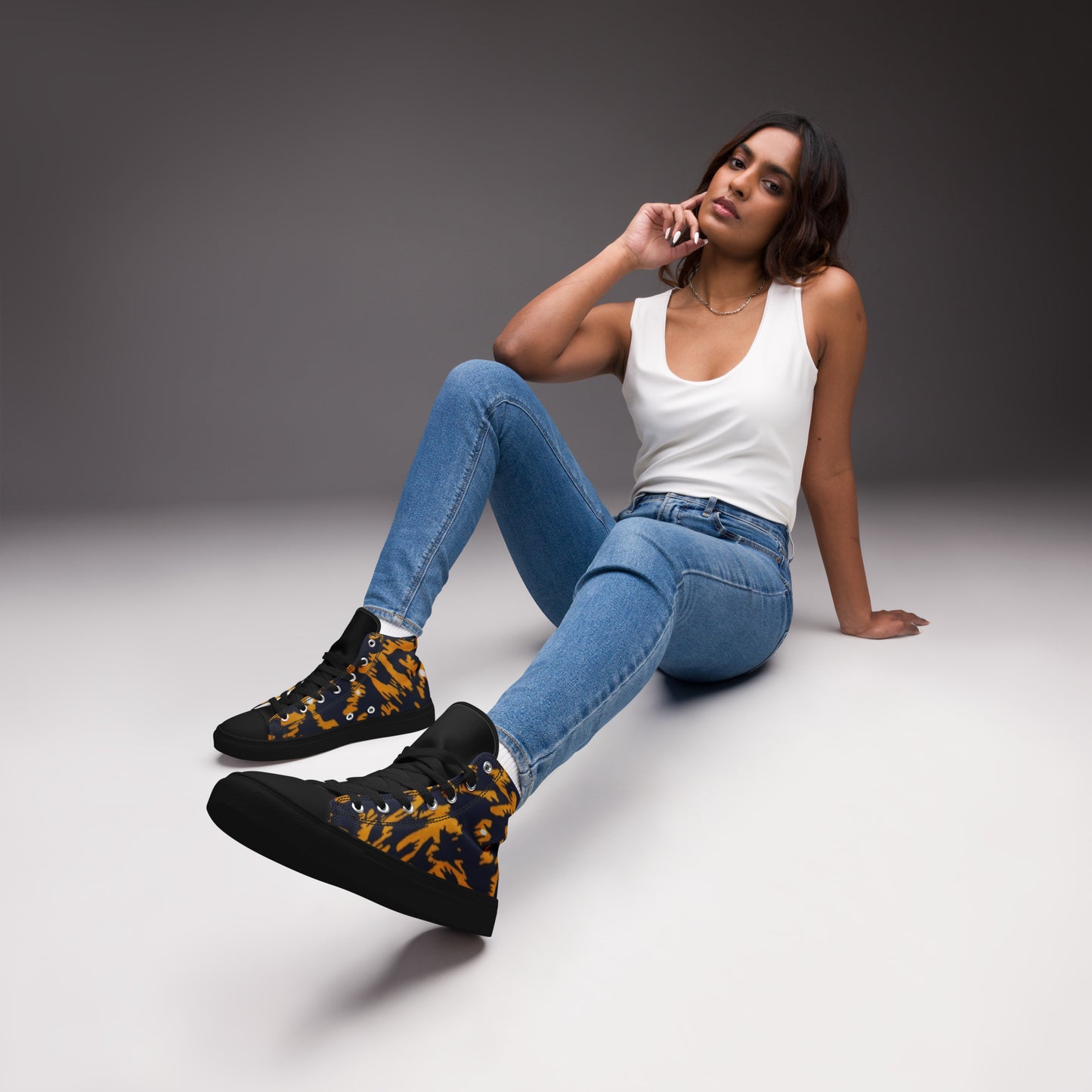 Yellow Leopard Ankara Women’s high top canvas shoes