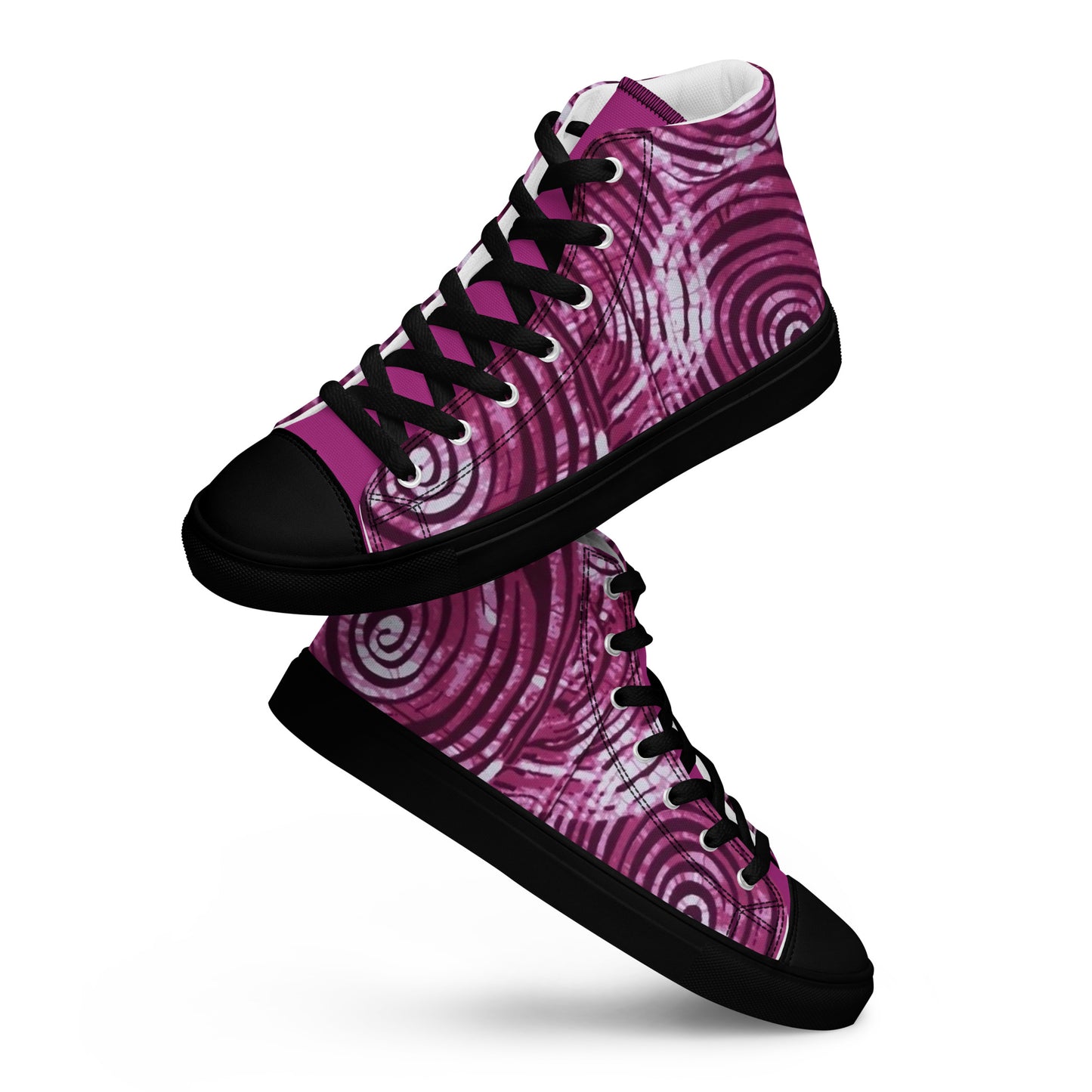 Pink Swirl Adire Women’s high top canvas shoes