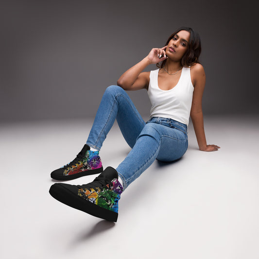 Multicolour Adire Ankara Women’s high top canvas shoes