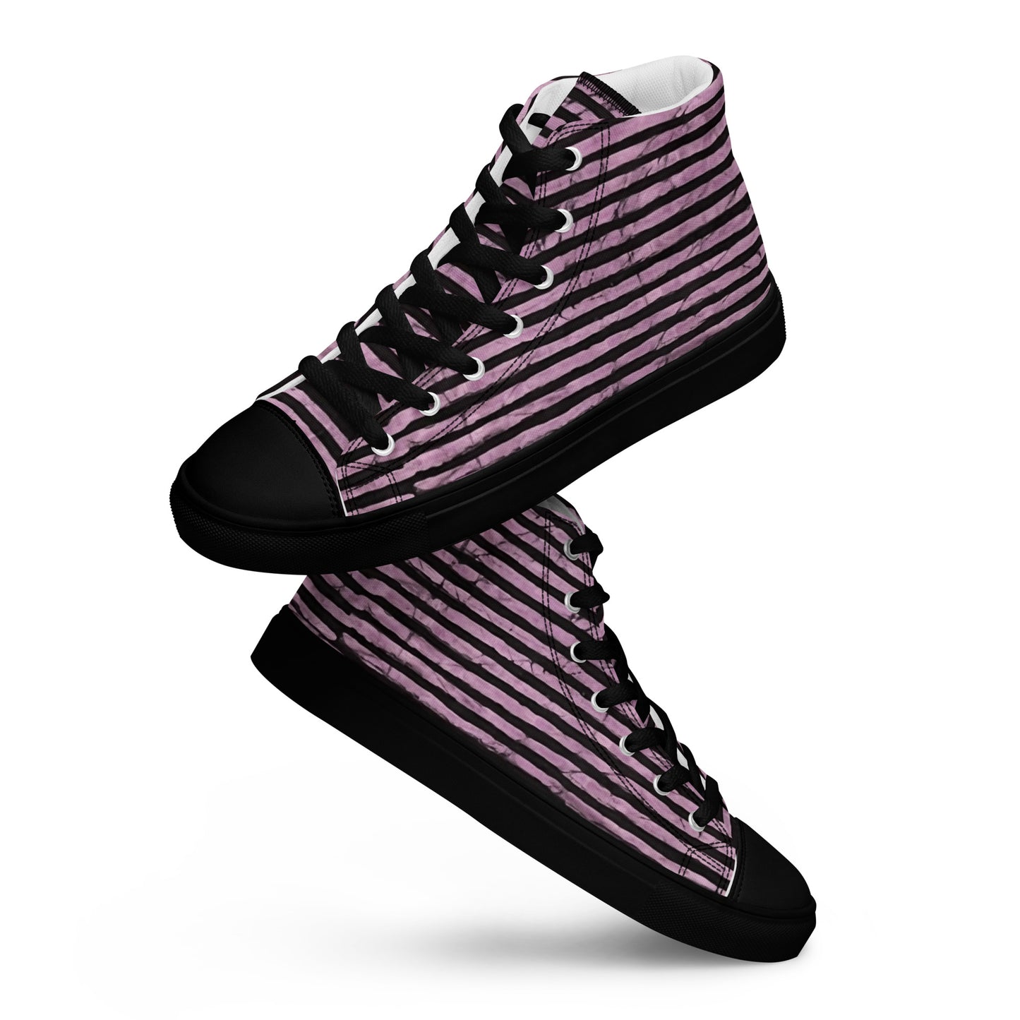 Pink Stripe Adire Women’s high top canvas shoes