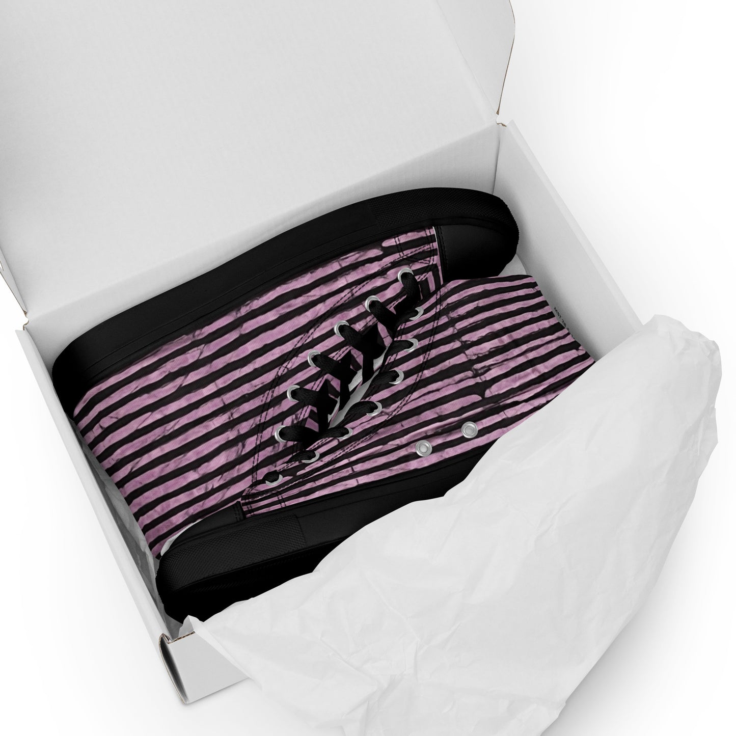 Pink Stripe Adire Women’s high top canvas shoes