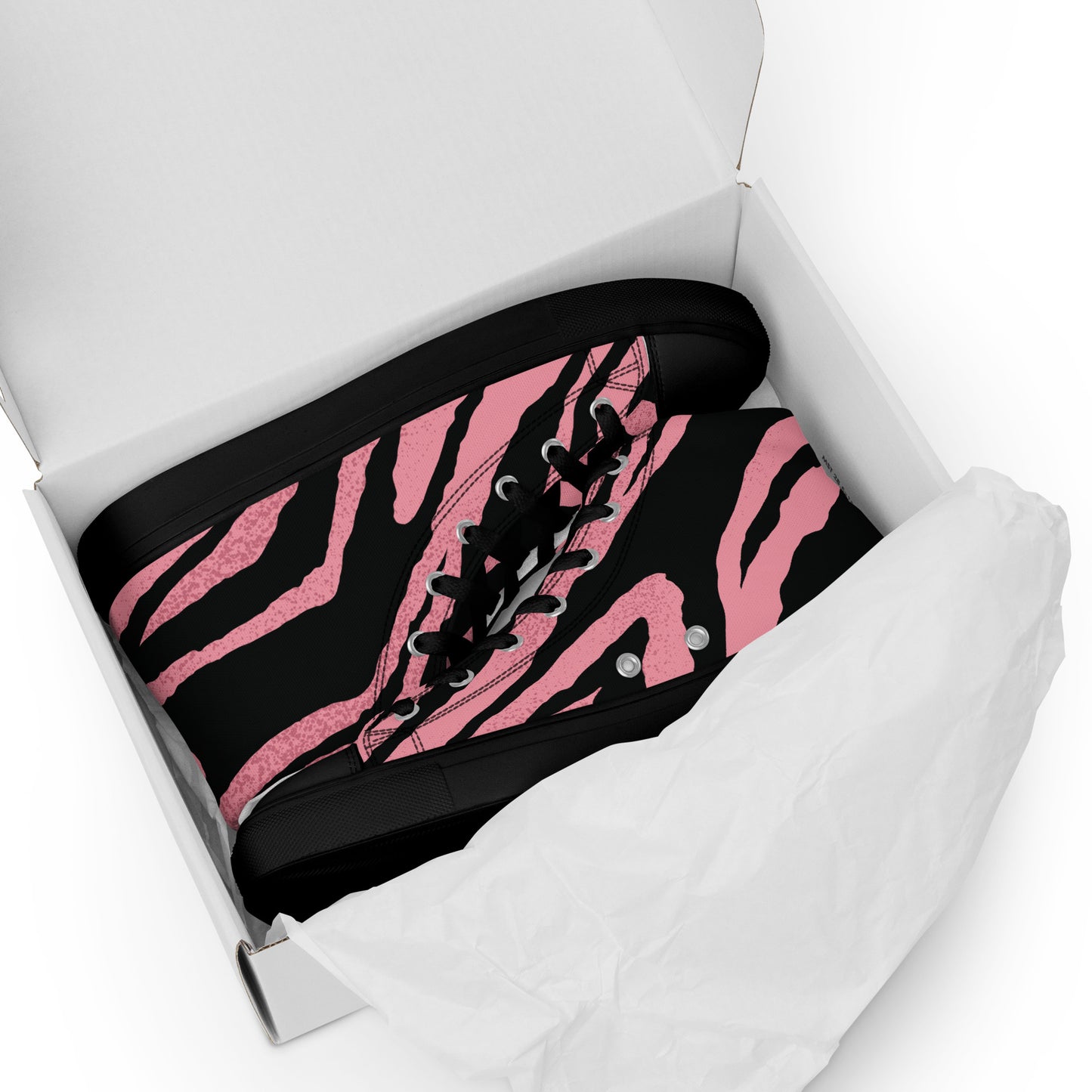 Pink Tiger Women’s high top canvas shoes