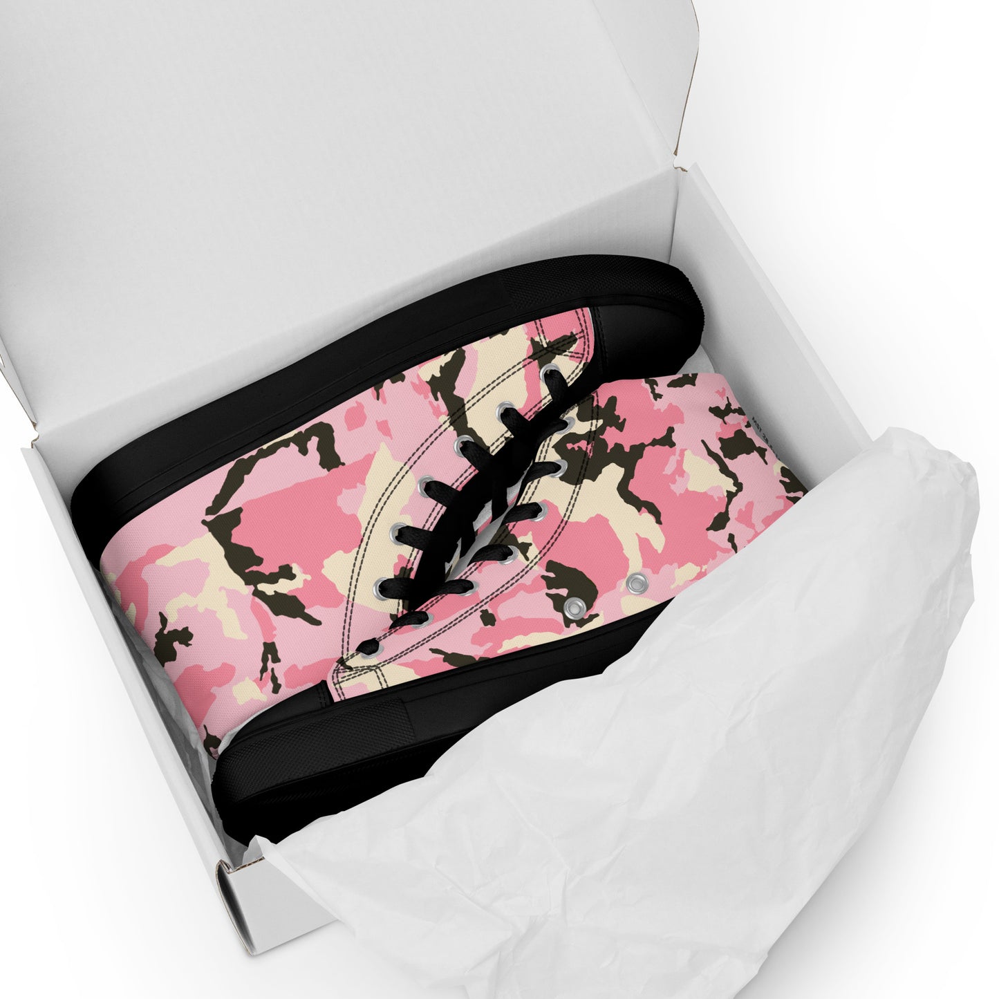 Pink Camo Women’s high top canvas shoes