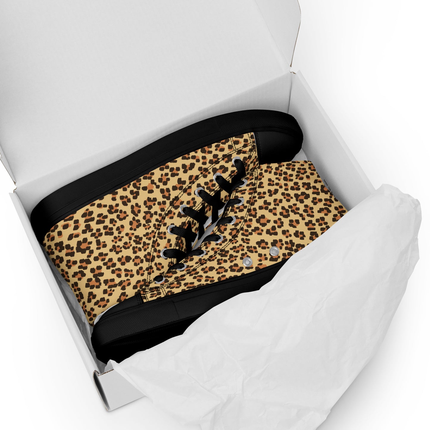 Brown Leopard Women’s high top canvas shoes