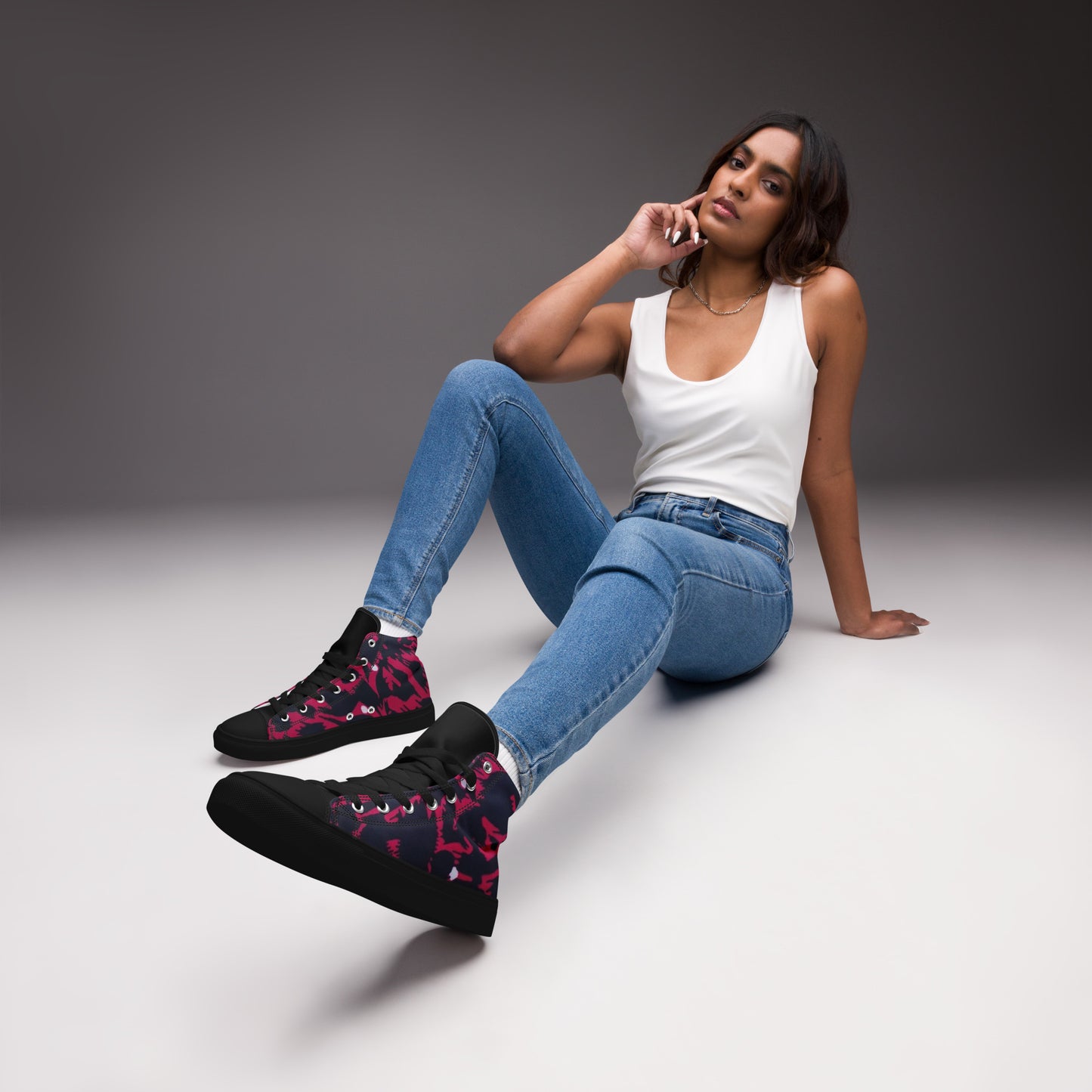 Pink Leopard Women’s high top canvas shoes