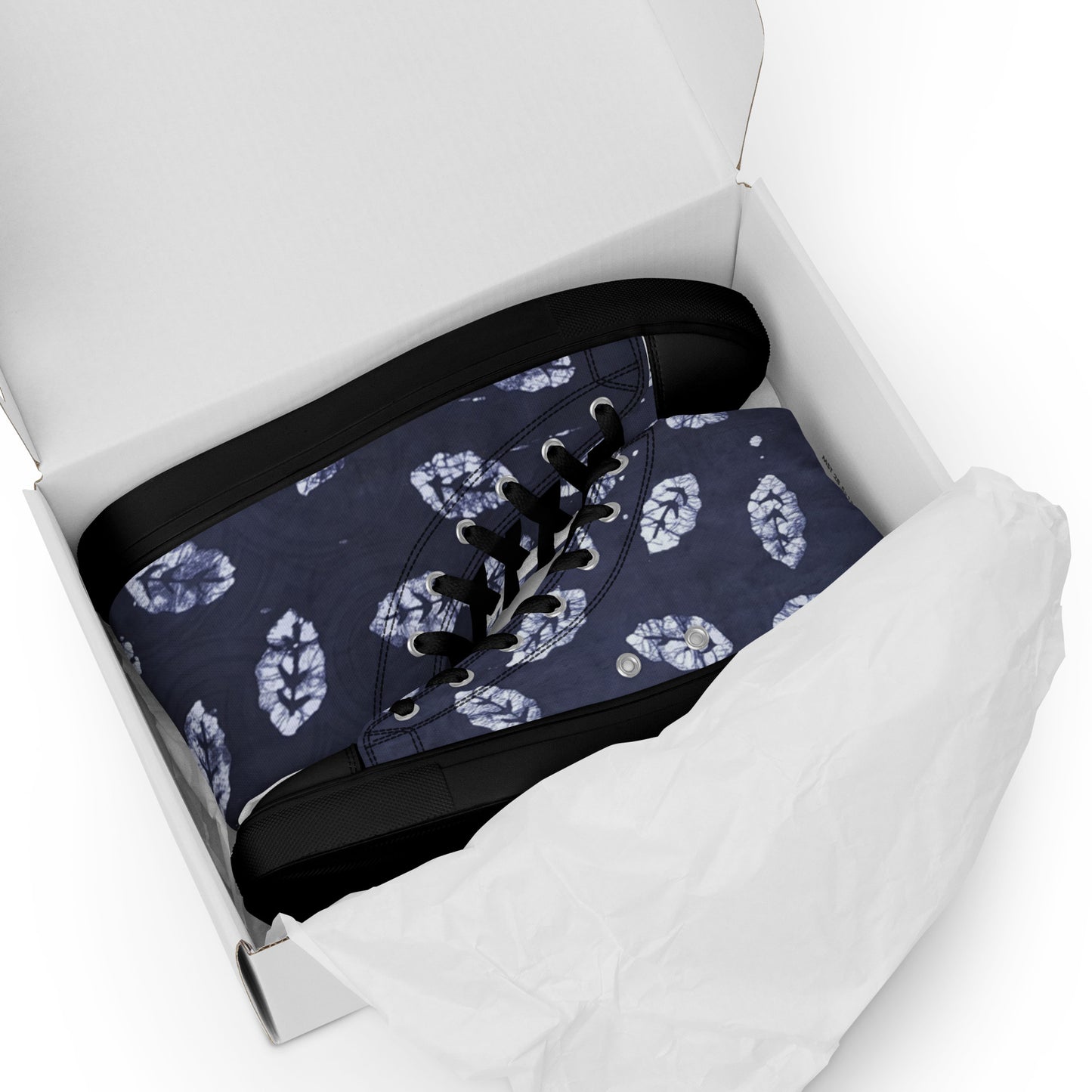 Indigo Leaf Women’s high top canvas shoes