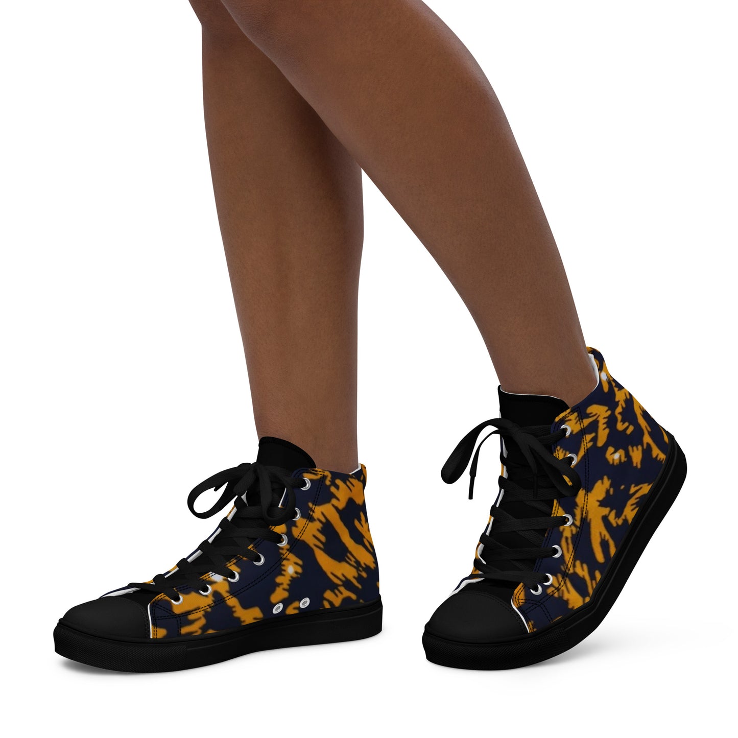 Yellow Leopard Ankara Women’s high top canvas shoes