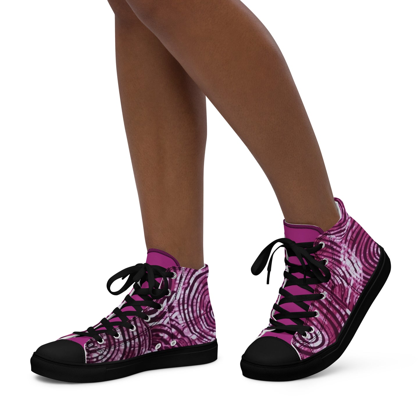 Pink Swirl Adire Women’s high top canvas shoes