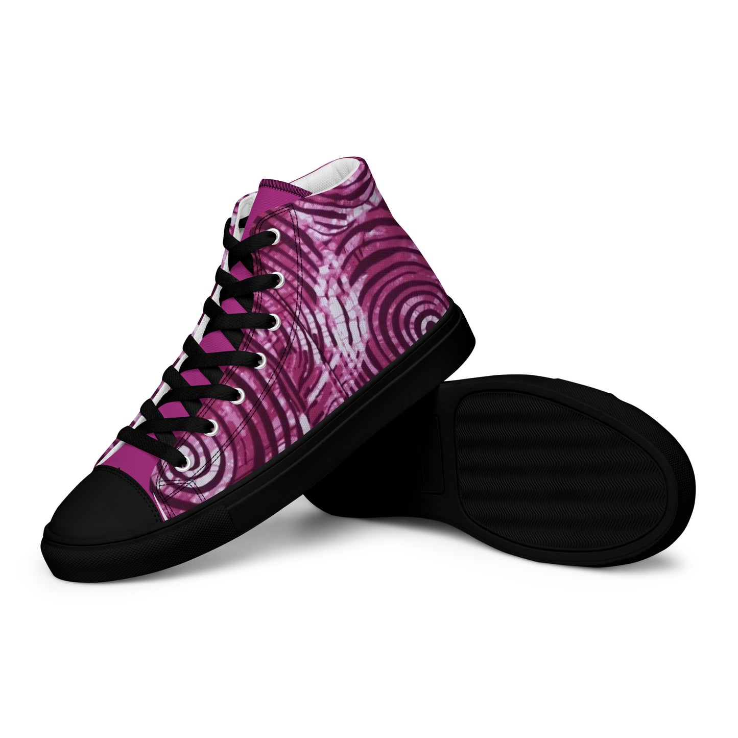 Pink Swirl Adire Women’s high top canvas shoes