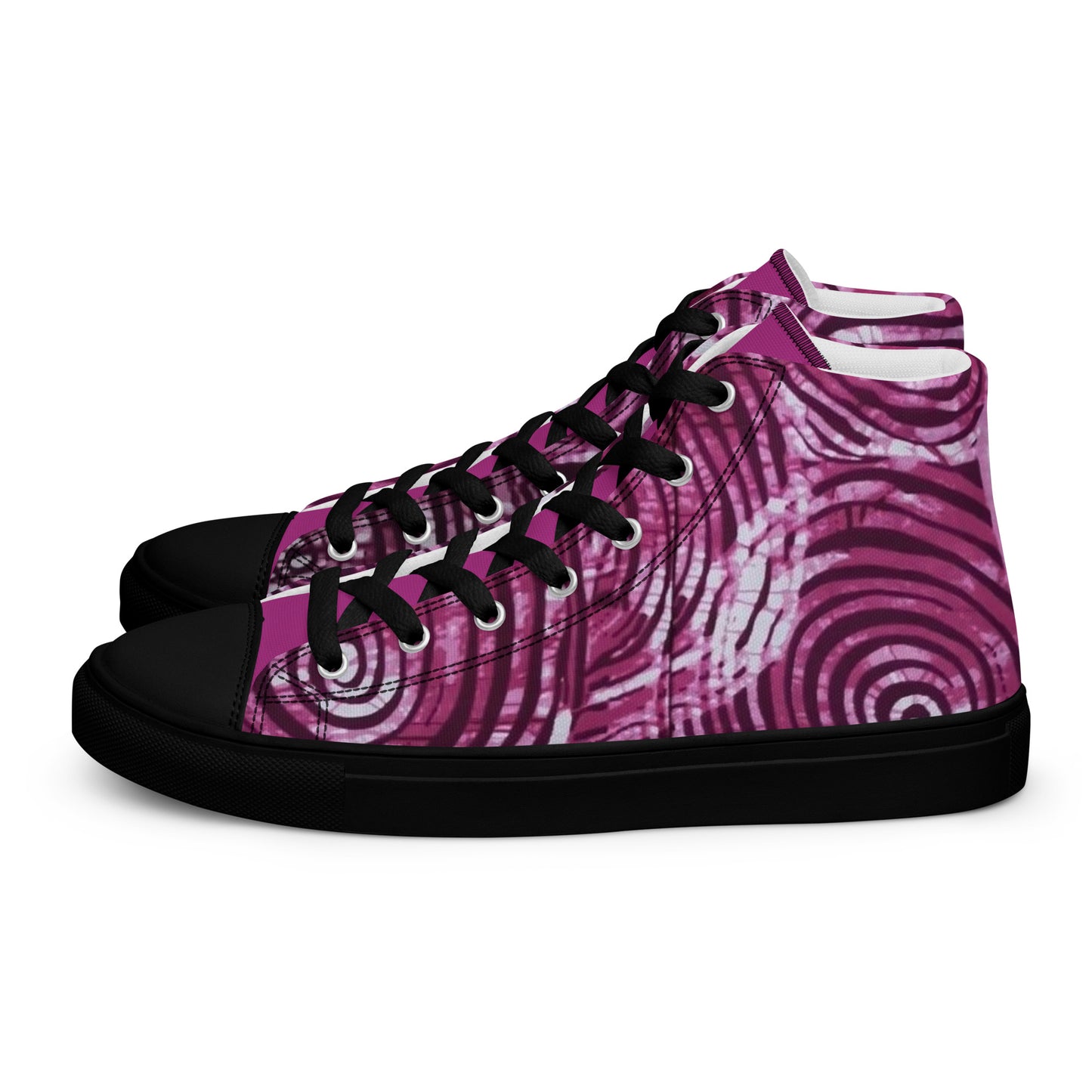 Pink Swirl Adire Women’s high top canvas shoes