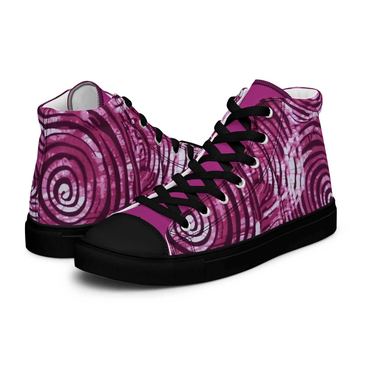 Pink Swirl Adire Women’s high top canvas shoes