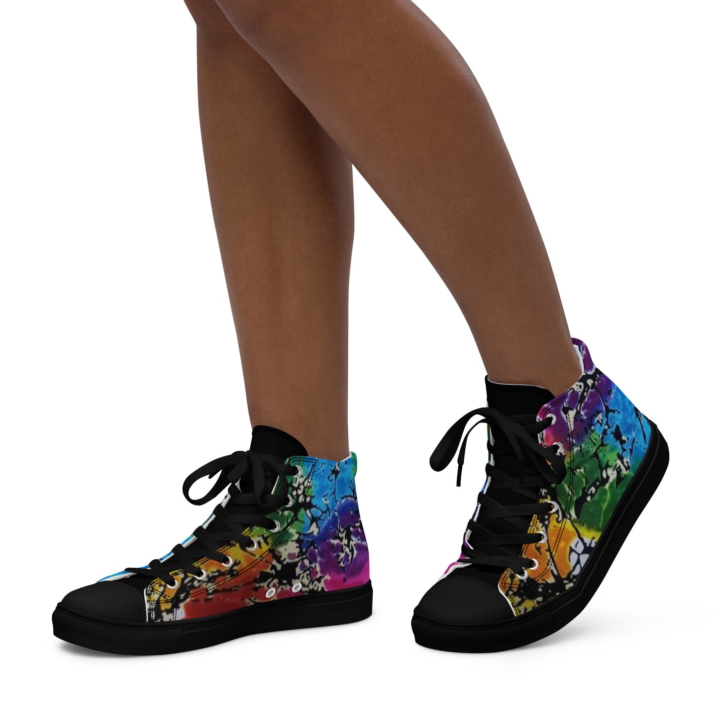 Multicolour Adire Ankara Women’s high top canvas shoes