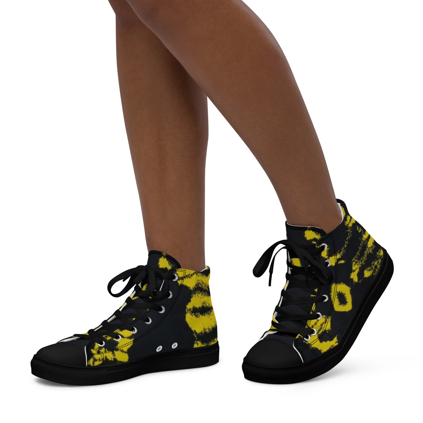 Yellow Adire Ankara Women’s high top canvas shoes