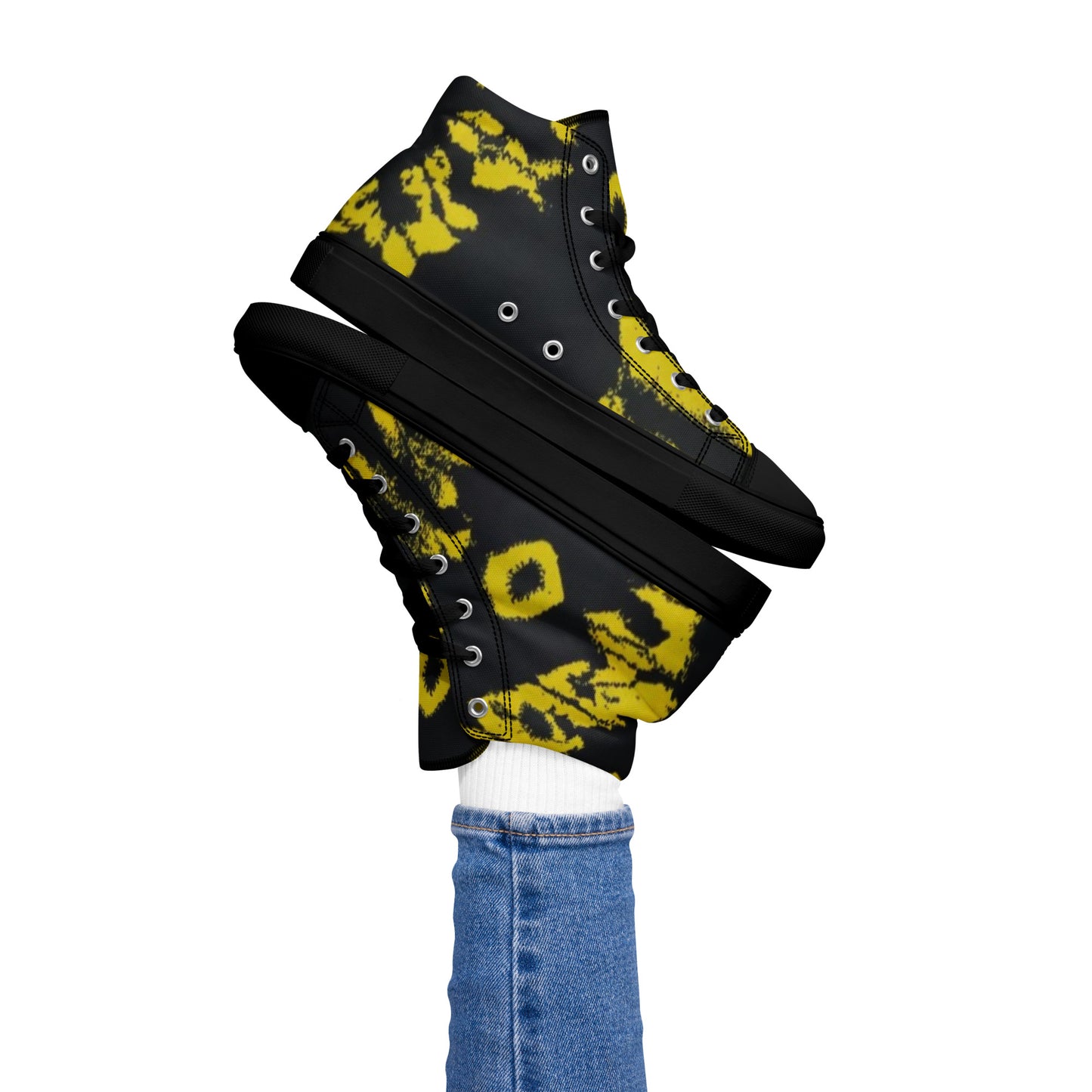 Yellow Adire Ankara Women’s high top canvas shoes