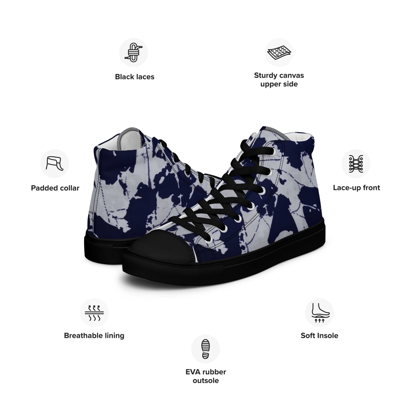 Indigo Adire Women’s high top canvas shoes