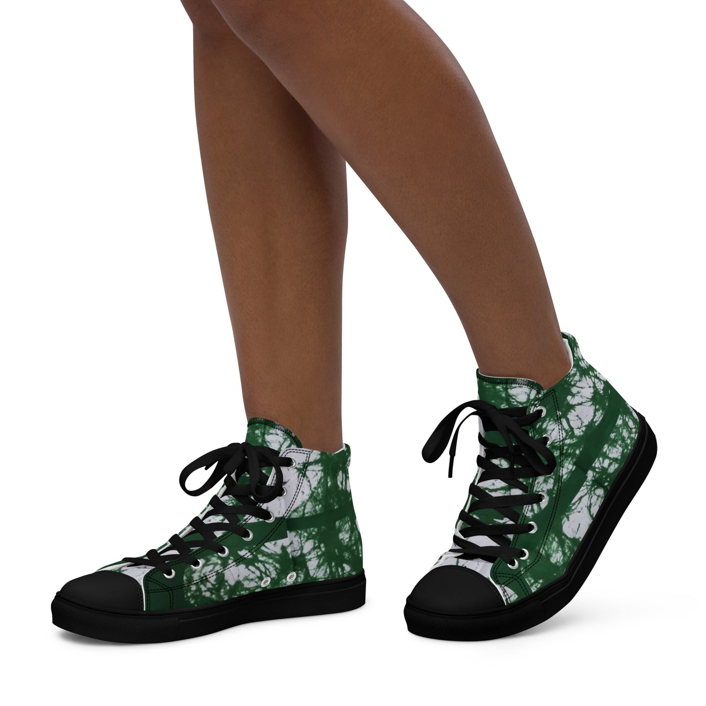 Green Adire Ankara Women’s high top canvas shoes