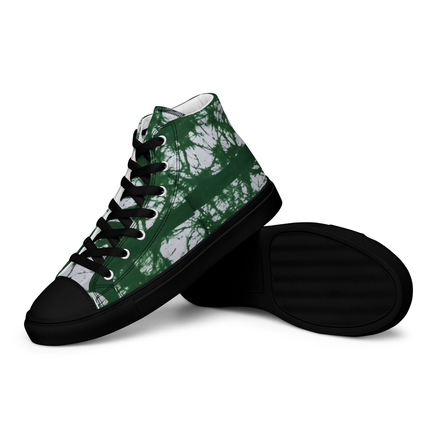 Green Adire Ankara Women’s high top canvas shoes