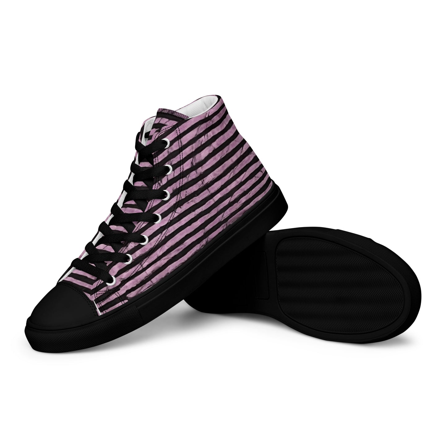 Pink Stripe Adire Women’s high top canvas shoes