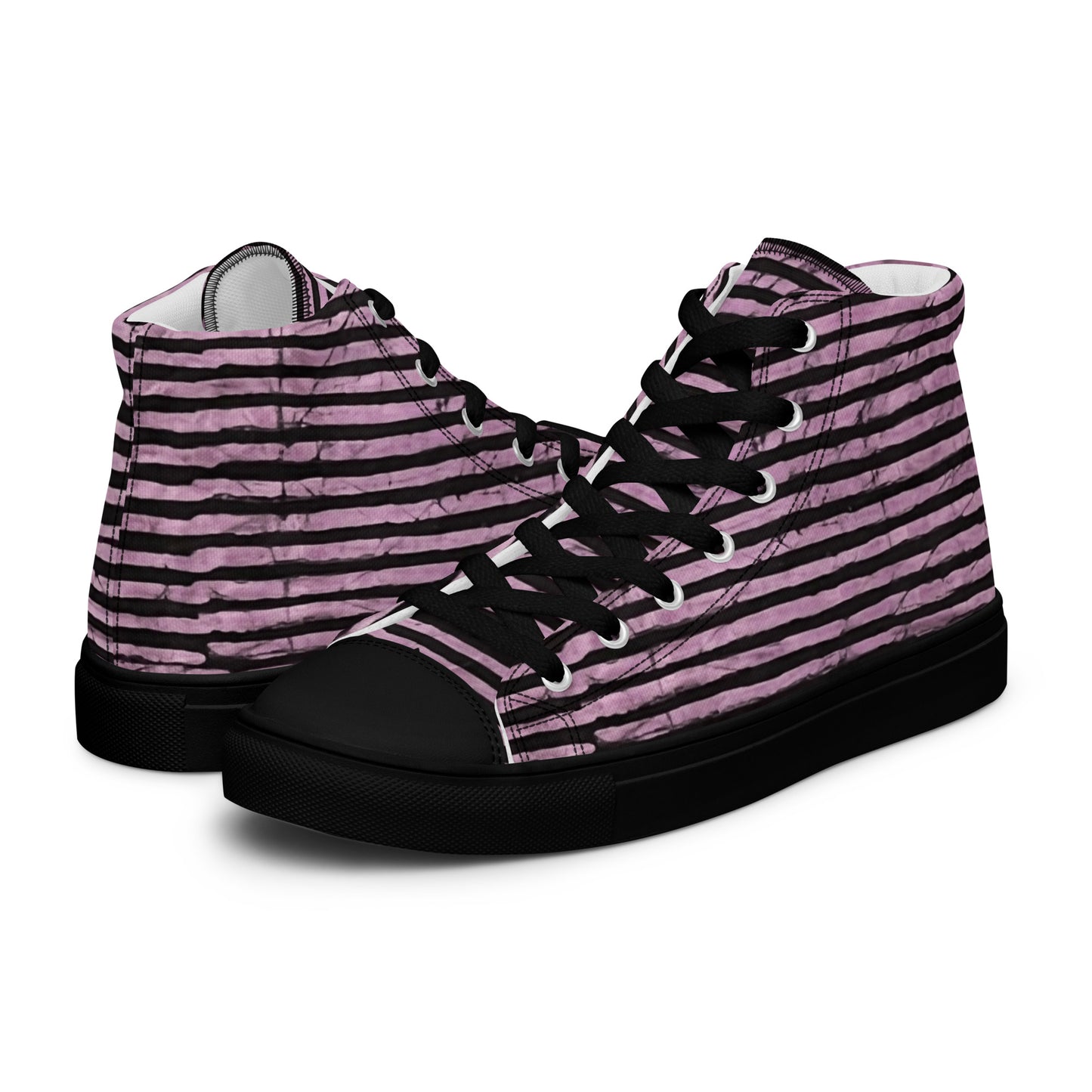 Pink Stripe Adire Women’s high top canvas shoes