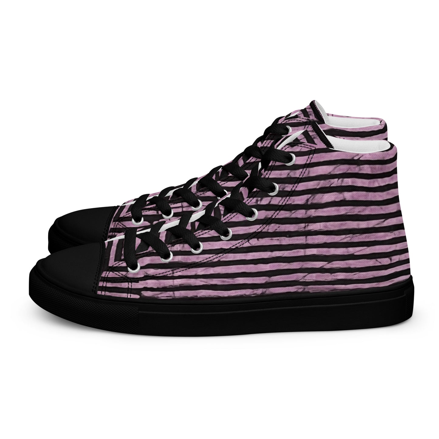 Pink Stripe Adire Women’s high top canvas shoes