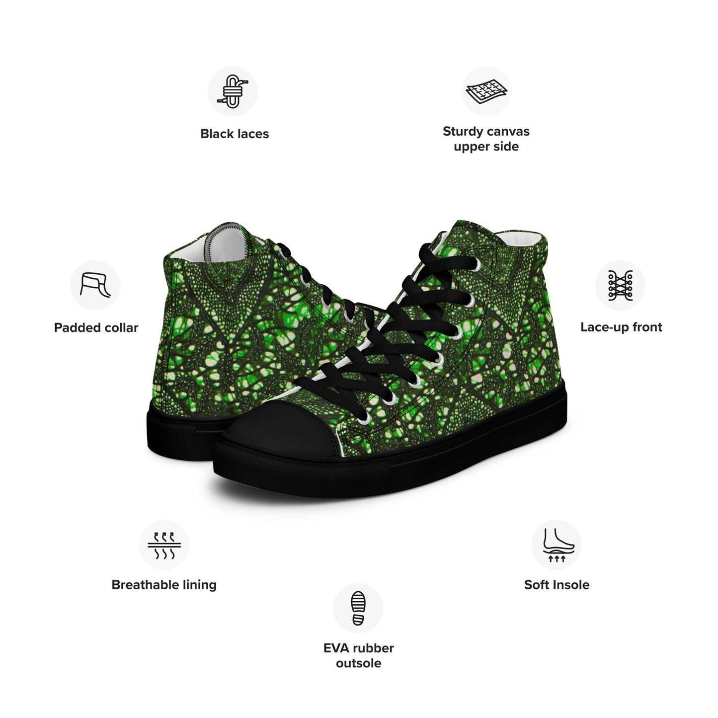 Green Peas Ankara Women’s high top canvas shoes