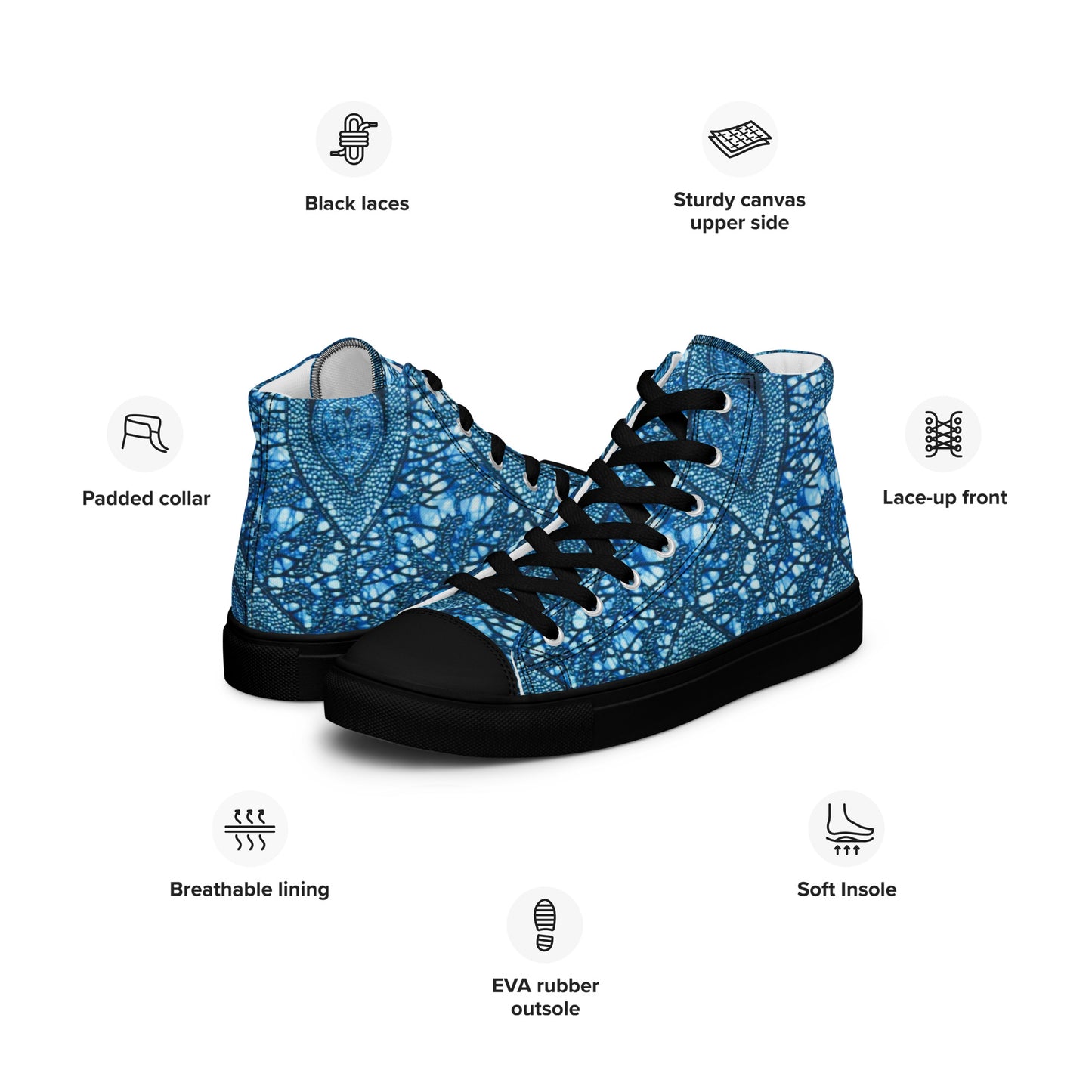 Blue Peas Ankara Women’s high top canvas shoes