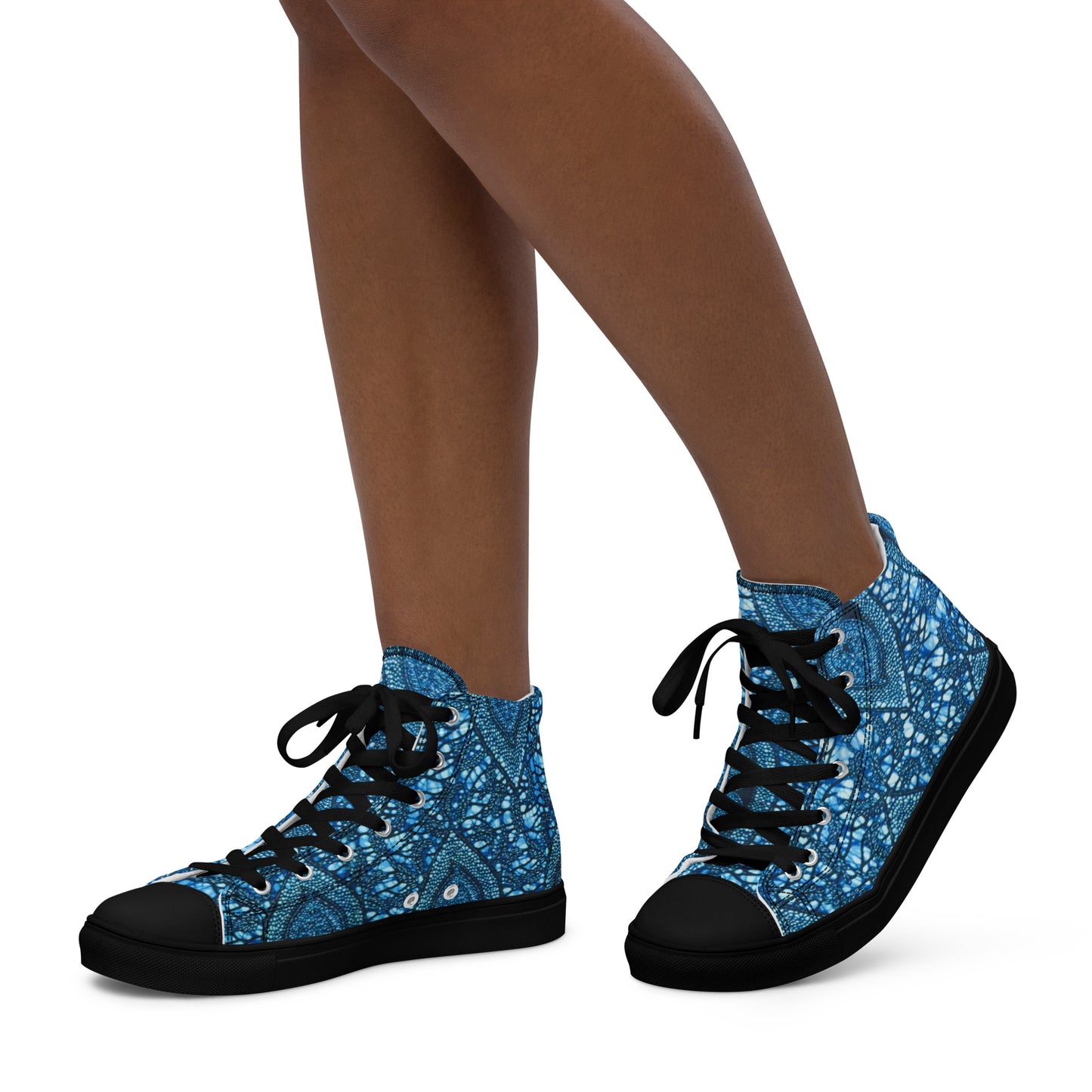 Blue Peas Ankara Women’s high top canvas shoes