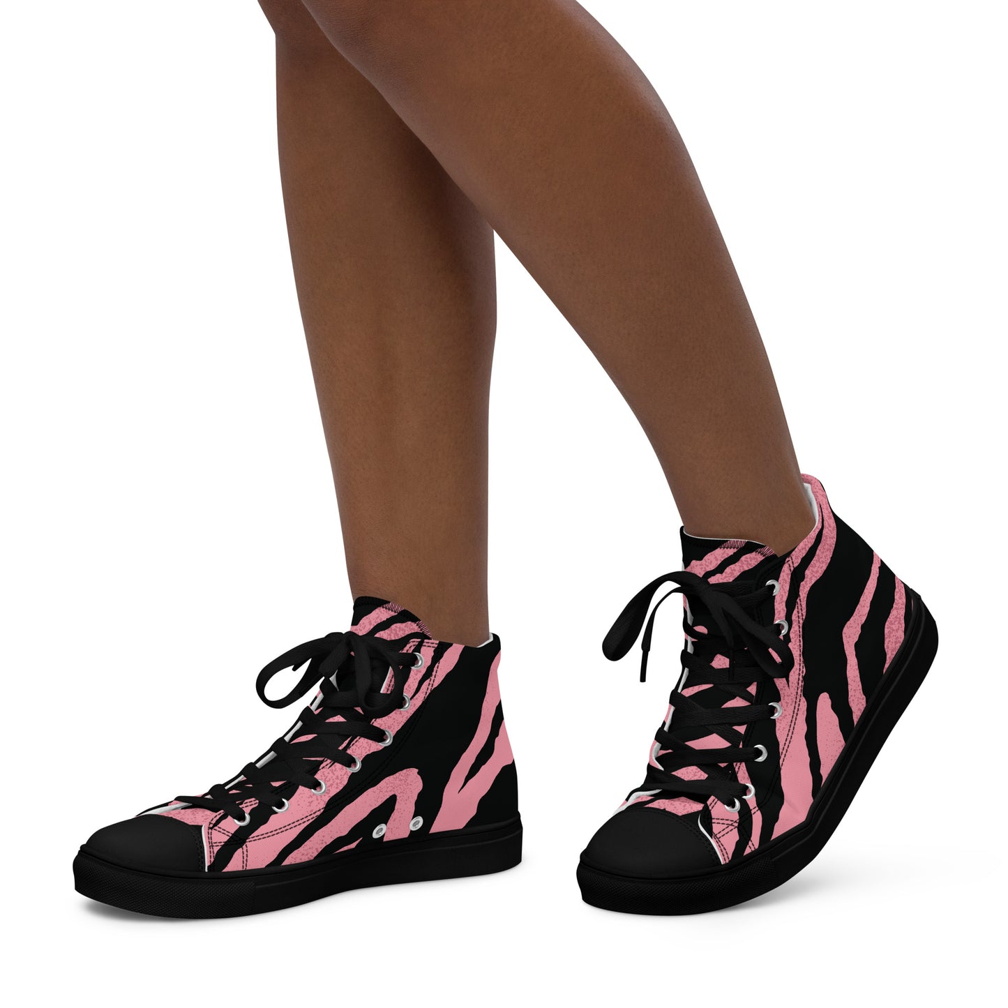 Pink Tiger Women’s high top canvas shoes