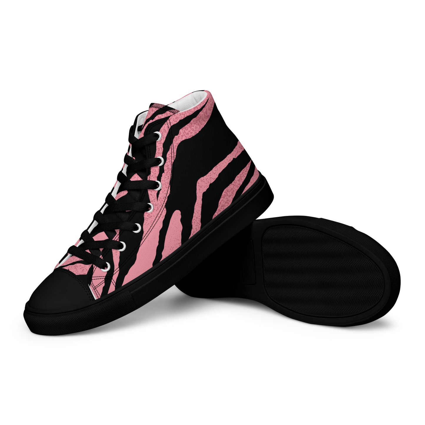 Pink Tiger Women’s high top canvas shoes