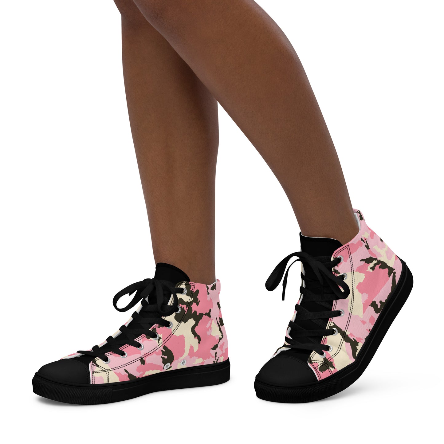 Pink Camo Women’s high top canvas shoes