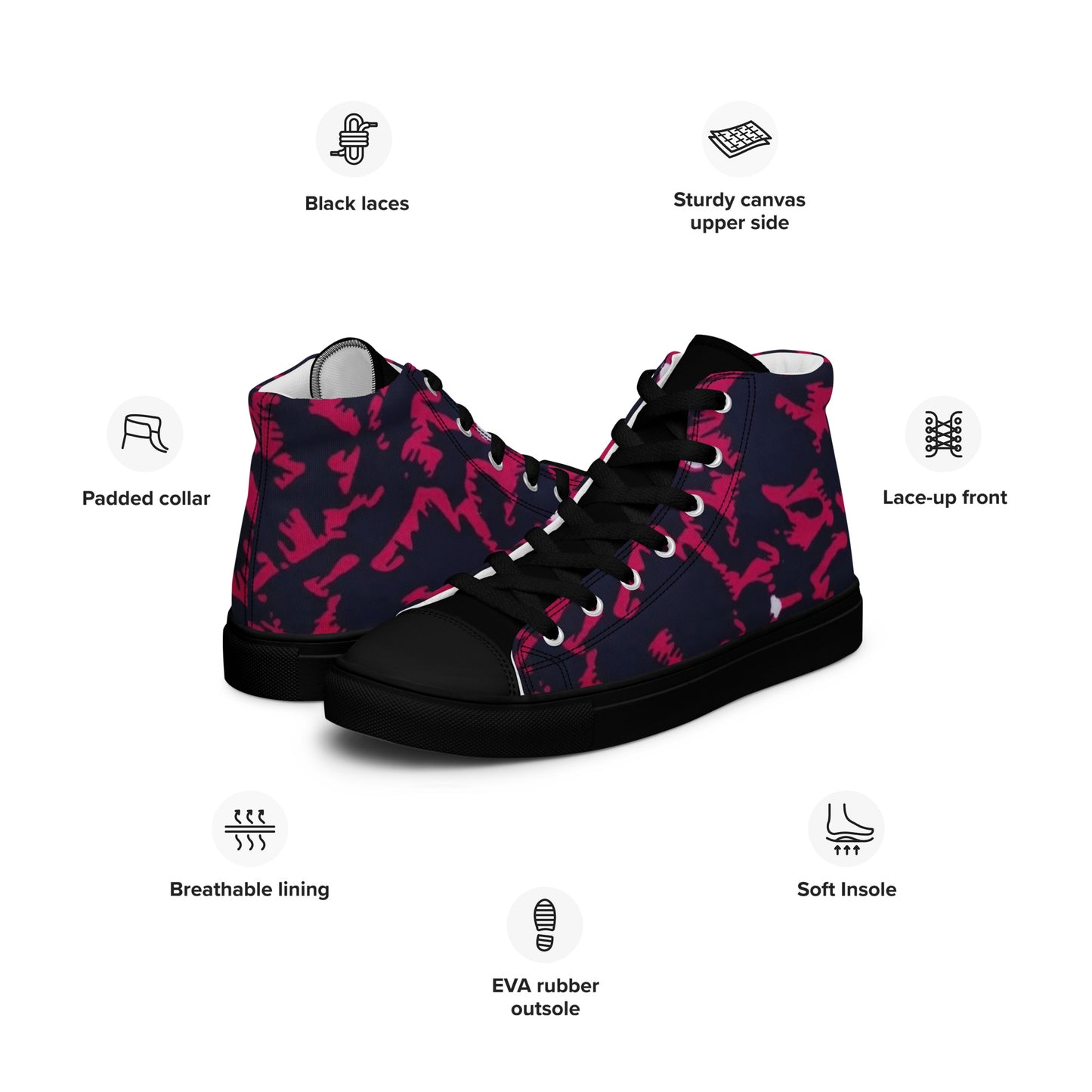 Pink Leopard Women’s high top canvas shoes