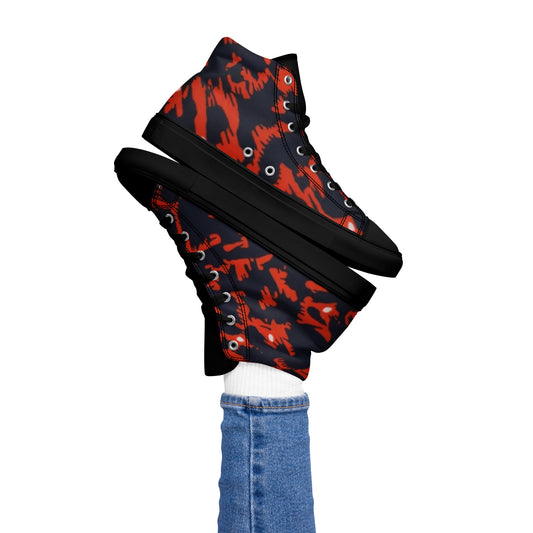 Orange Leopard Women’s high top canvas shoes