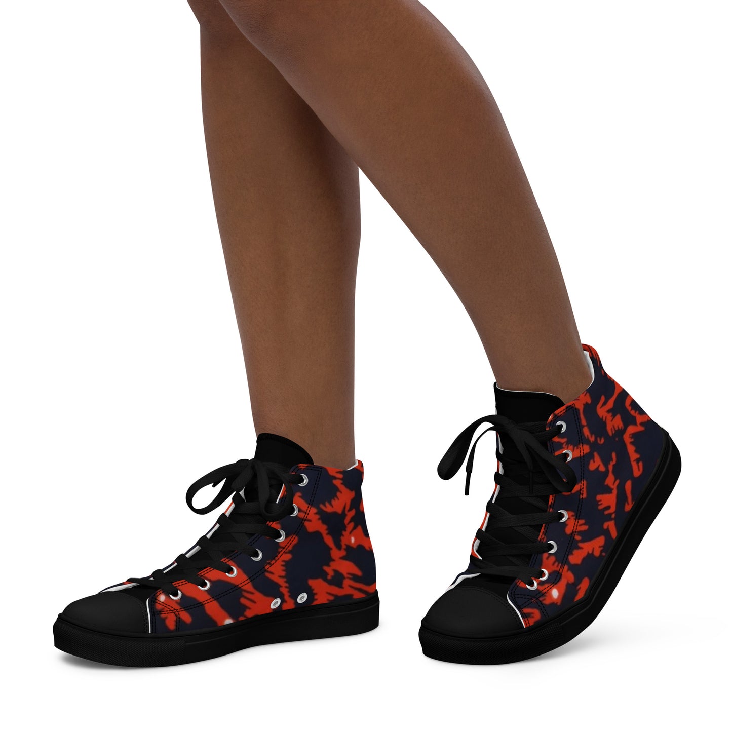 Orange Leopard Women’s high top canvas shoes