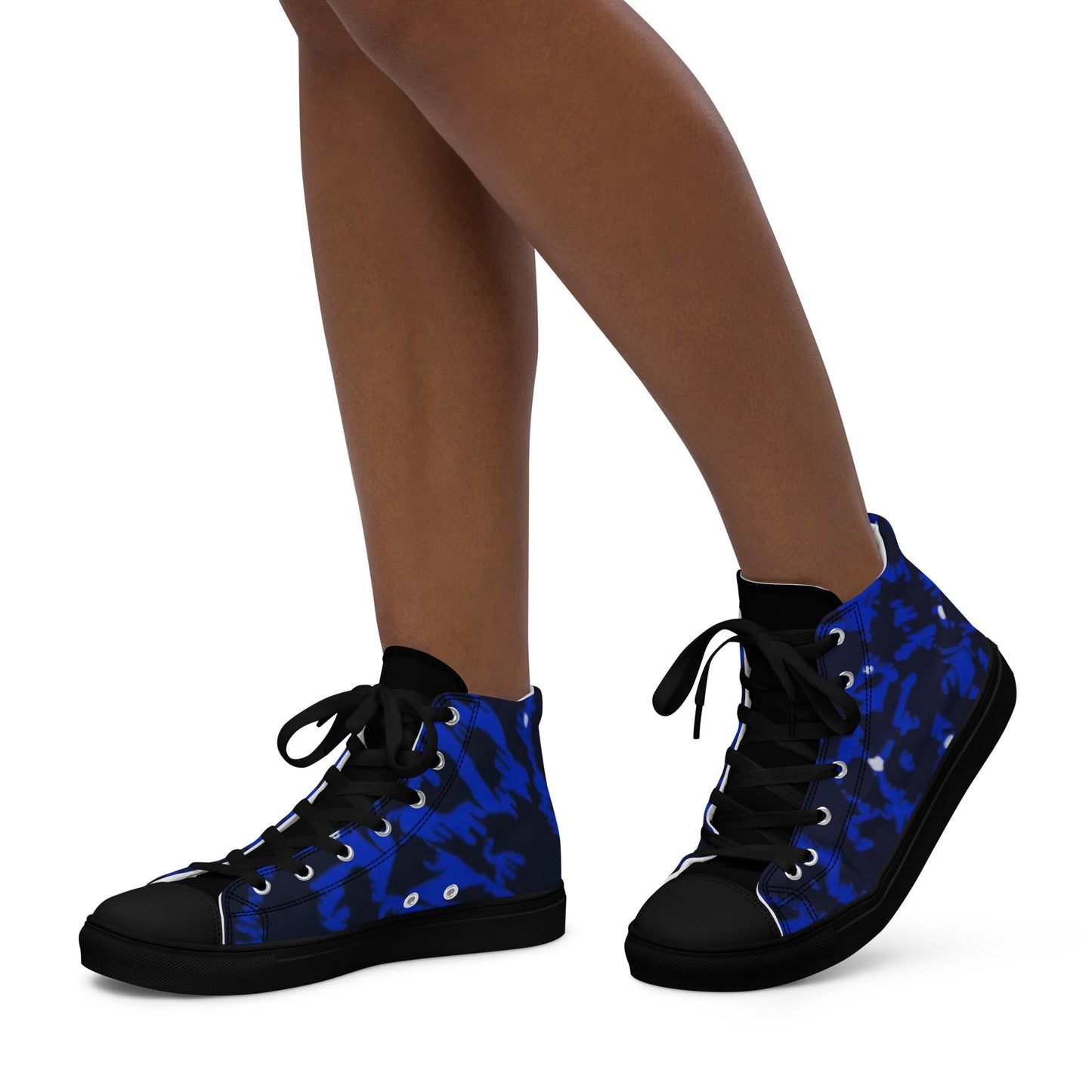 Blue Leopard Women’s high top canvas shoes