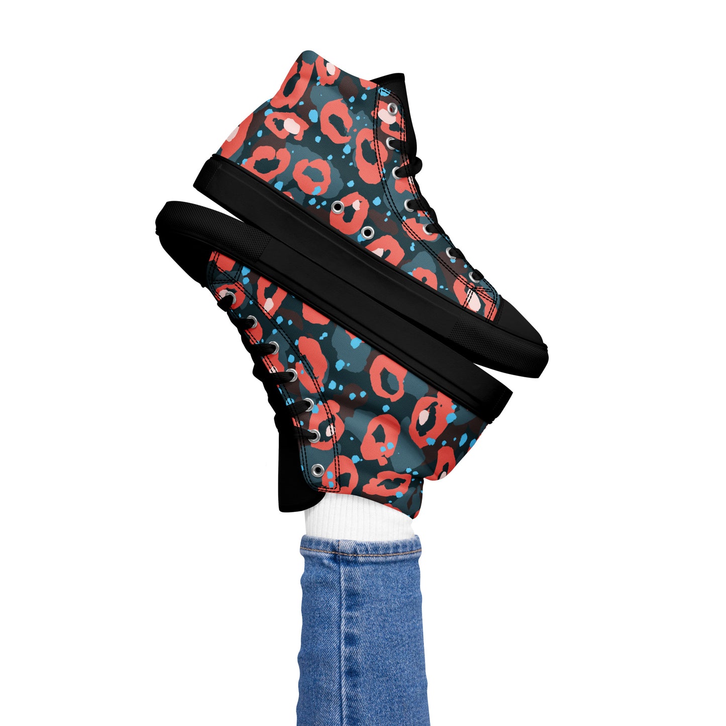 Speckled Leopard Women’s high top canvas shoes