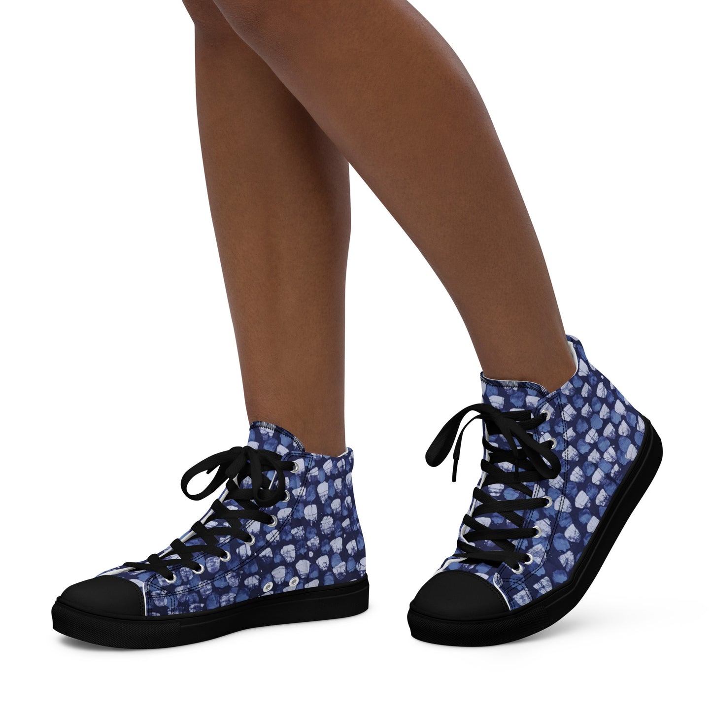 Blue Dotted Women’s high top canvas shoes