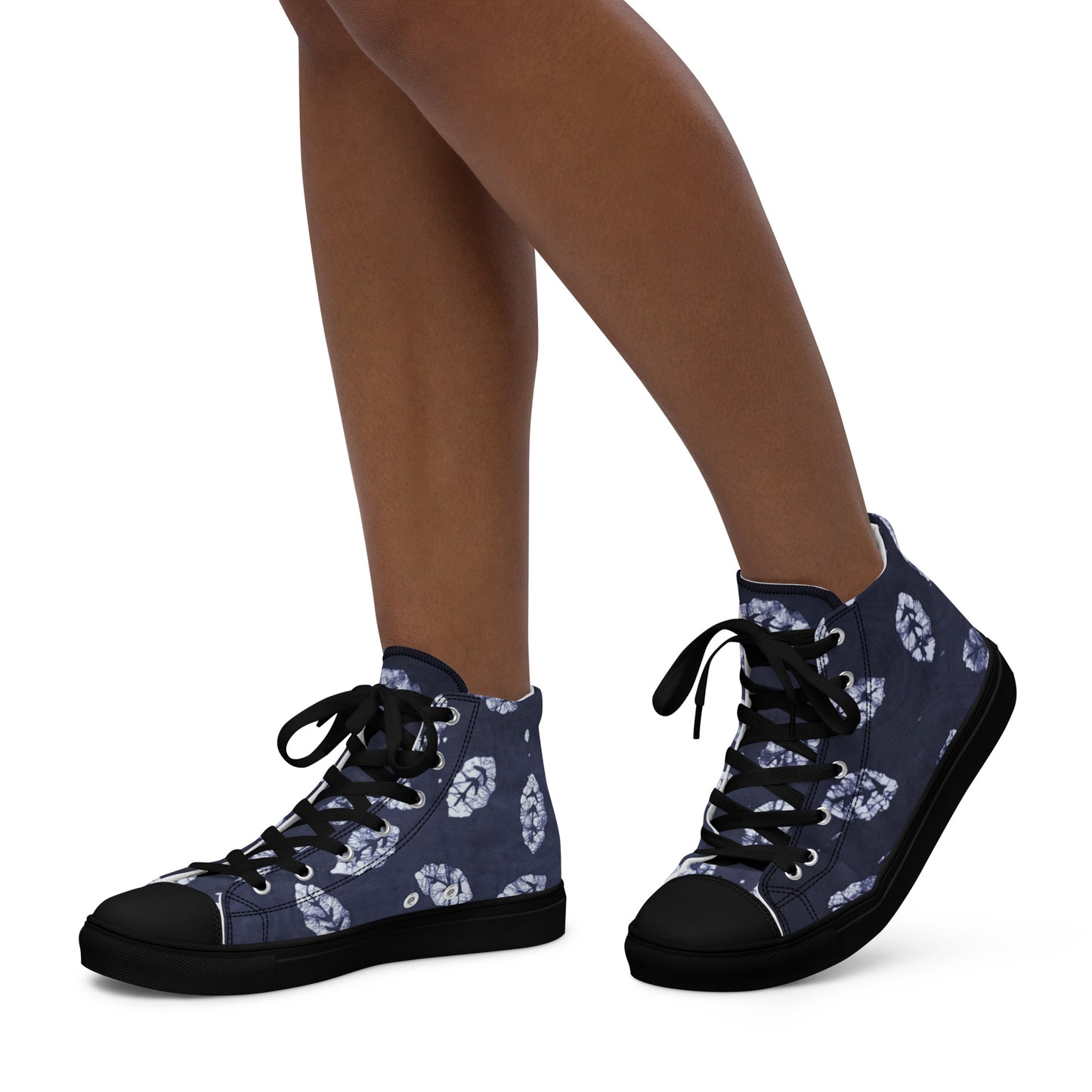 Indigo Leaf Women’s high top canvas shoes