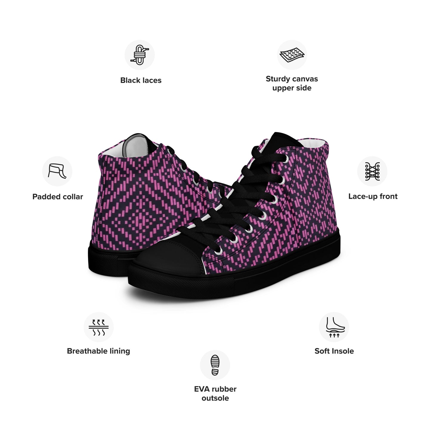 Pink Aztec Women’s high top canvas shoes